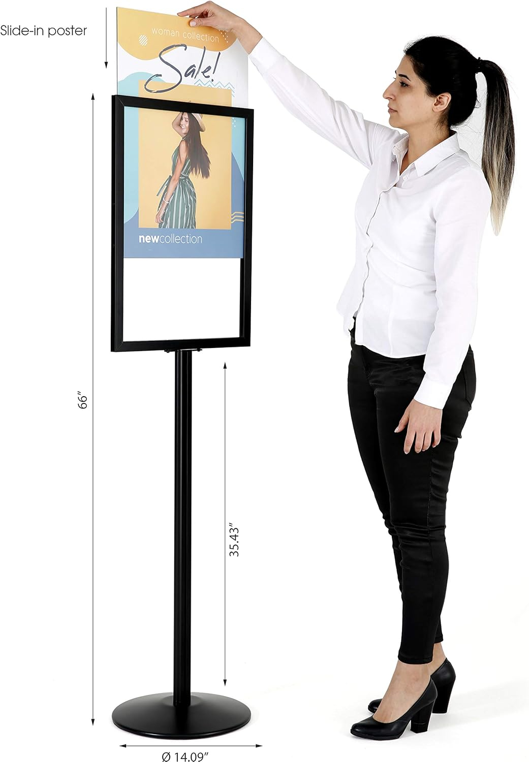Black Aluminum Floor Standing Double-Sided 22x28 Inch Poster Frame