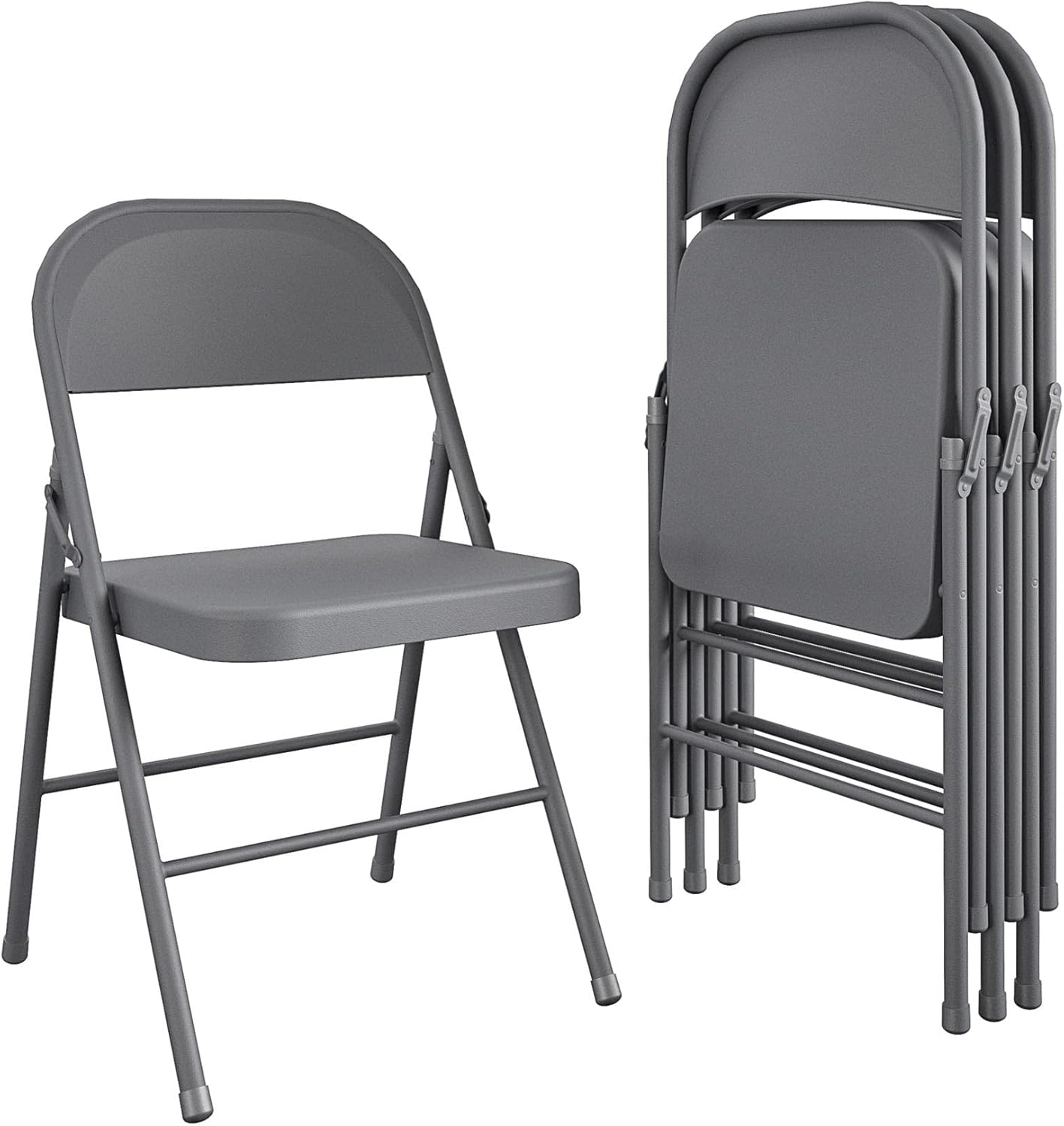 COSCO All- Steel Folding Chair, 4-Pack, Gray
