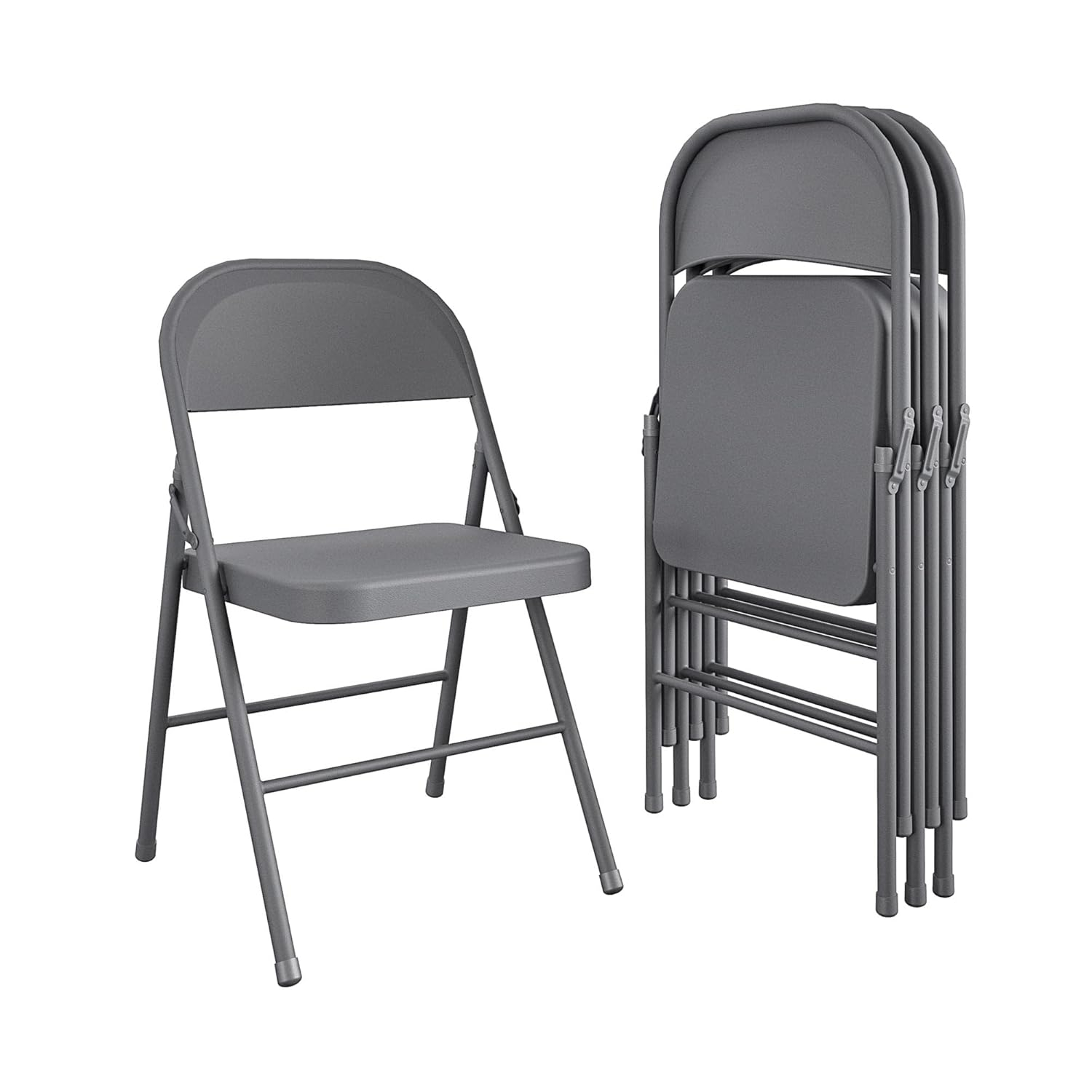 COSCO All- Steel Folding Chair, 4-Pack, Gray