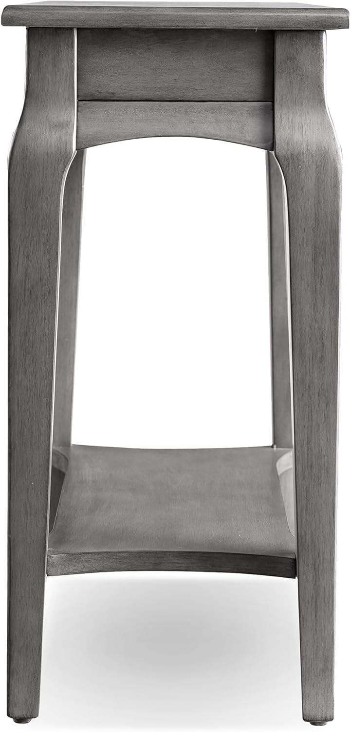 Leick Home Solid Wood Stratus 12 in. Narrow Side End Table with Shelf, Smoke Gray