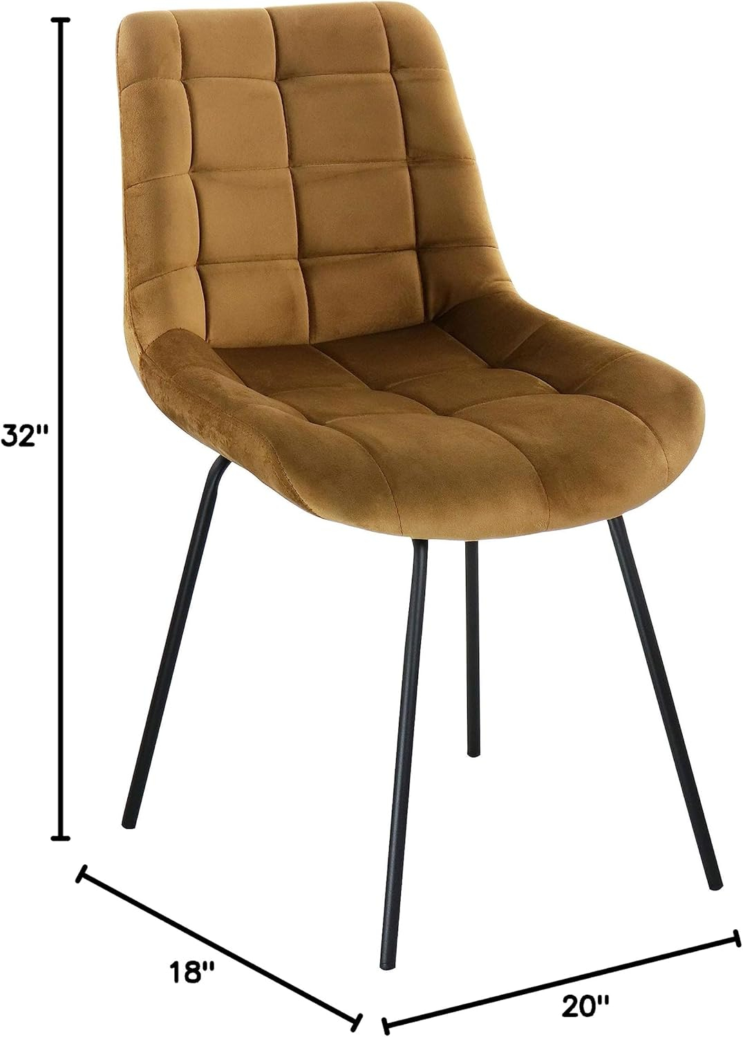 Elama Tufted Chair in Brown with Metal Legs (Set of 2)