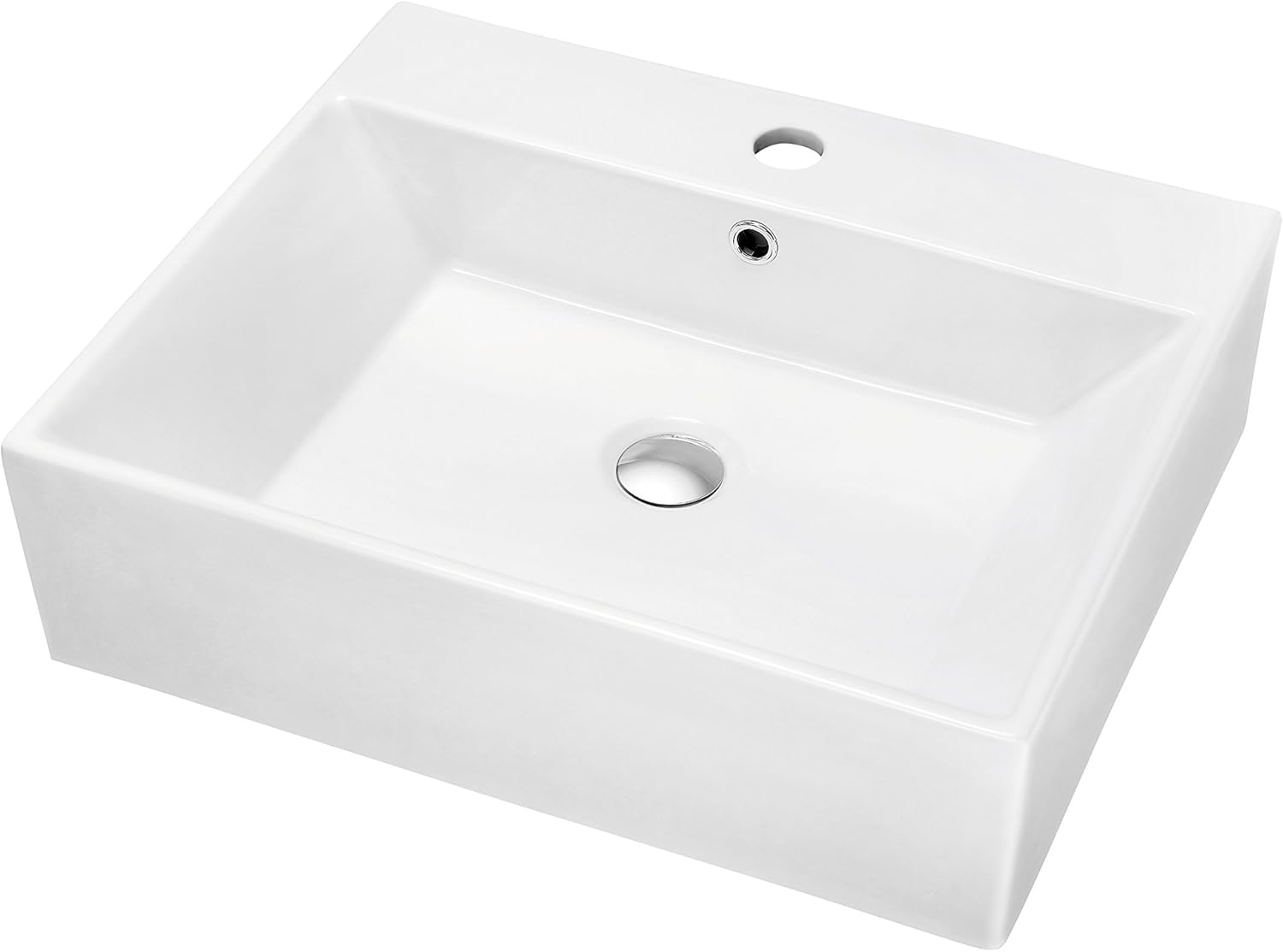 Dawn USA White Ceramic Rectangular Bathroom Sink with Overflow