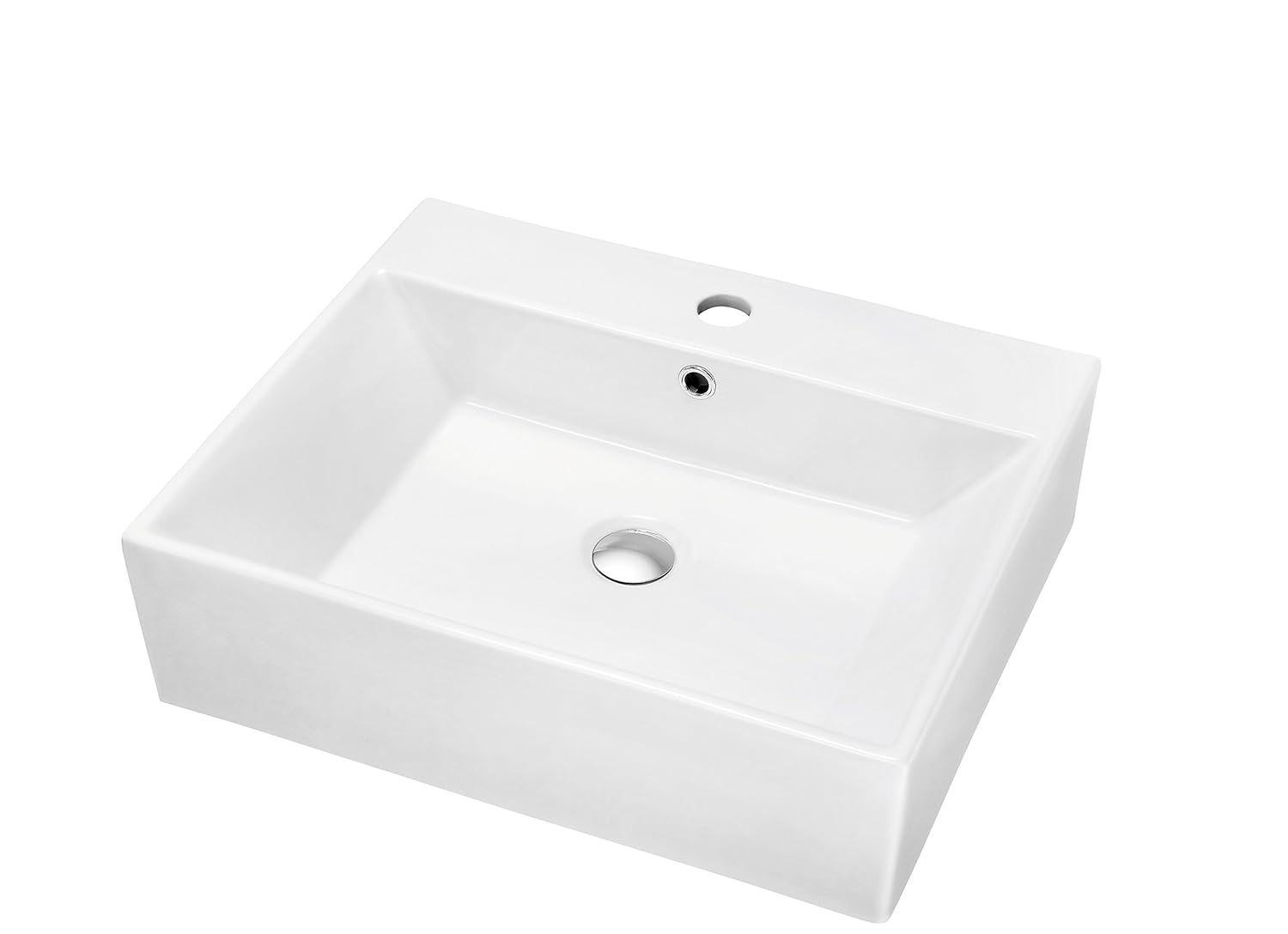 Dawn USA White Ceramic Rectangular Bathroom Sink with Overflow