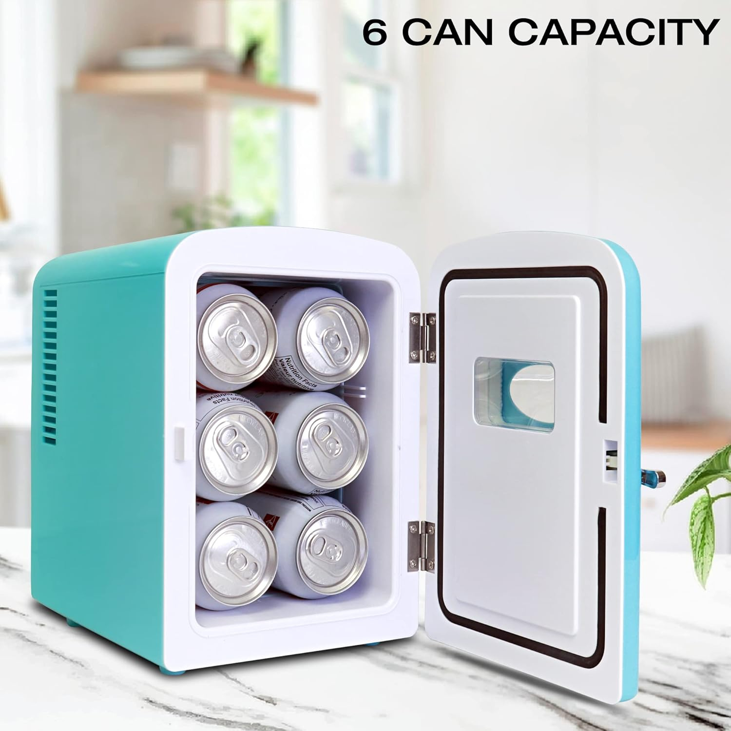 Koolatron Retro Portable Cooler 6 Can, 4 L, AC/DC Mini Fridge Cooler,  Aqua