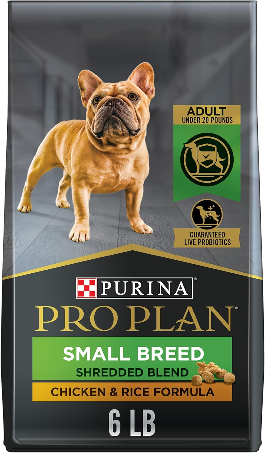 Purina Pro Plan Small Breed Dog Food With Probiotics for Dogs, Shredded Blend Chicken & Rice Formula, 6 lb. Bag