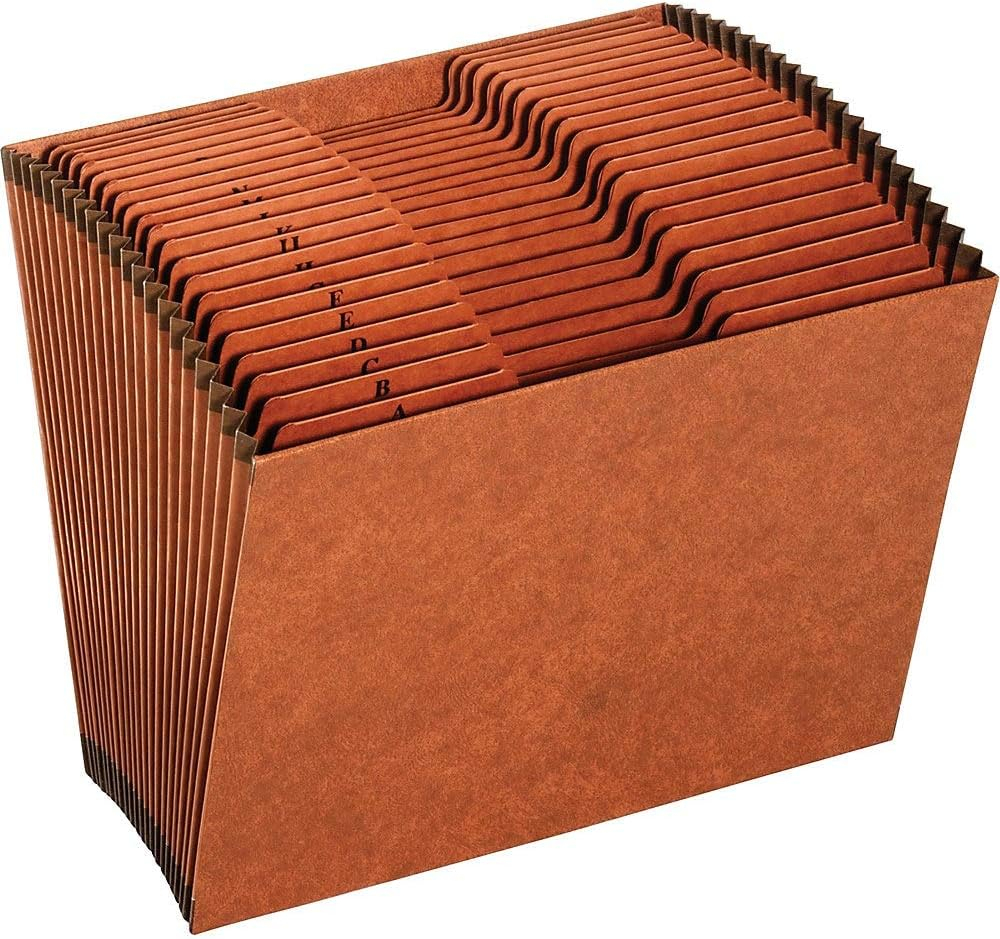 Heavy-Duty Expanding File 21 Sections, 1/3-Cut Tab, Letter Size, Redrope