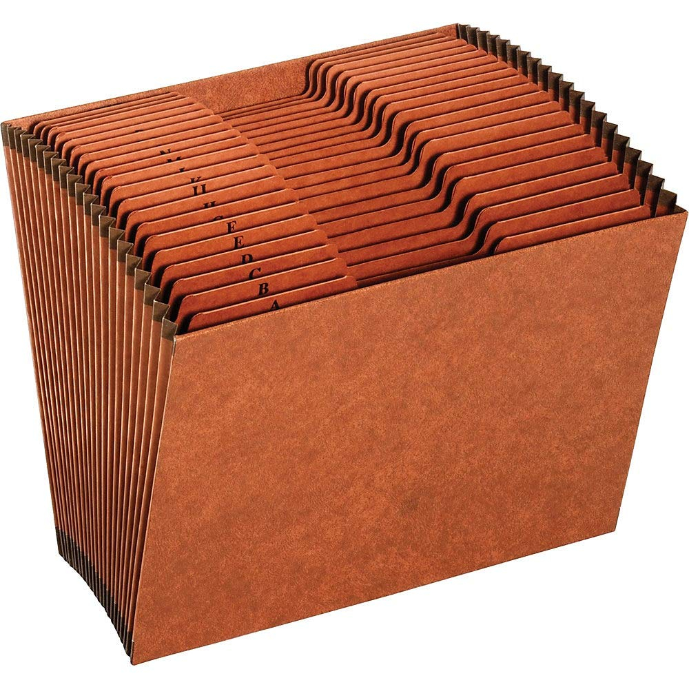 Heavy-Duty Expanding File 21 Sections, 1/3-Cut Tab, Letter Size, Redrope