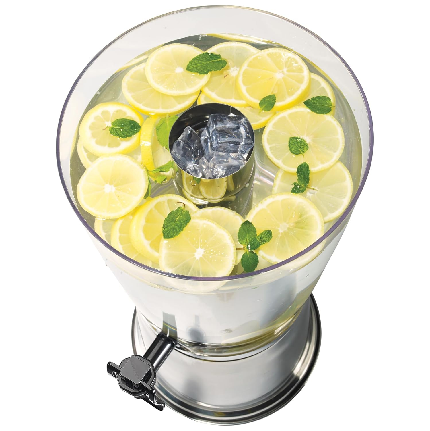 2 Gallon Clear Acrylic Beverage Dispenser with Stainless Steel Stand