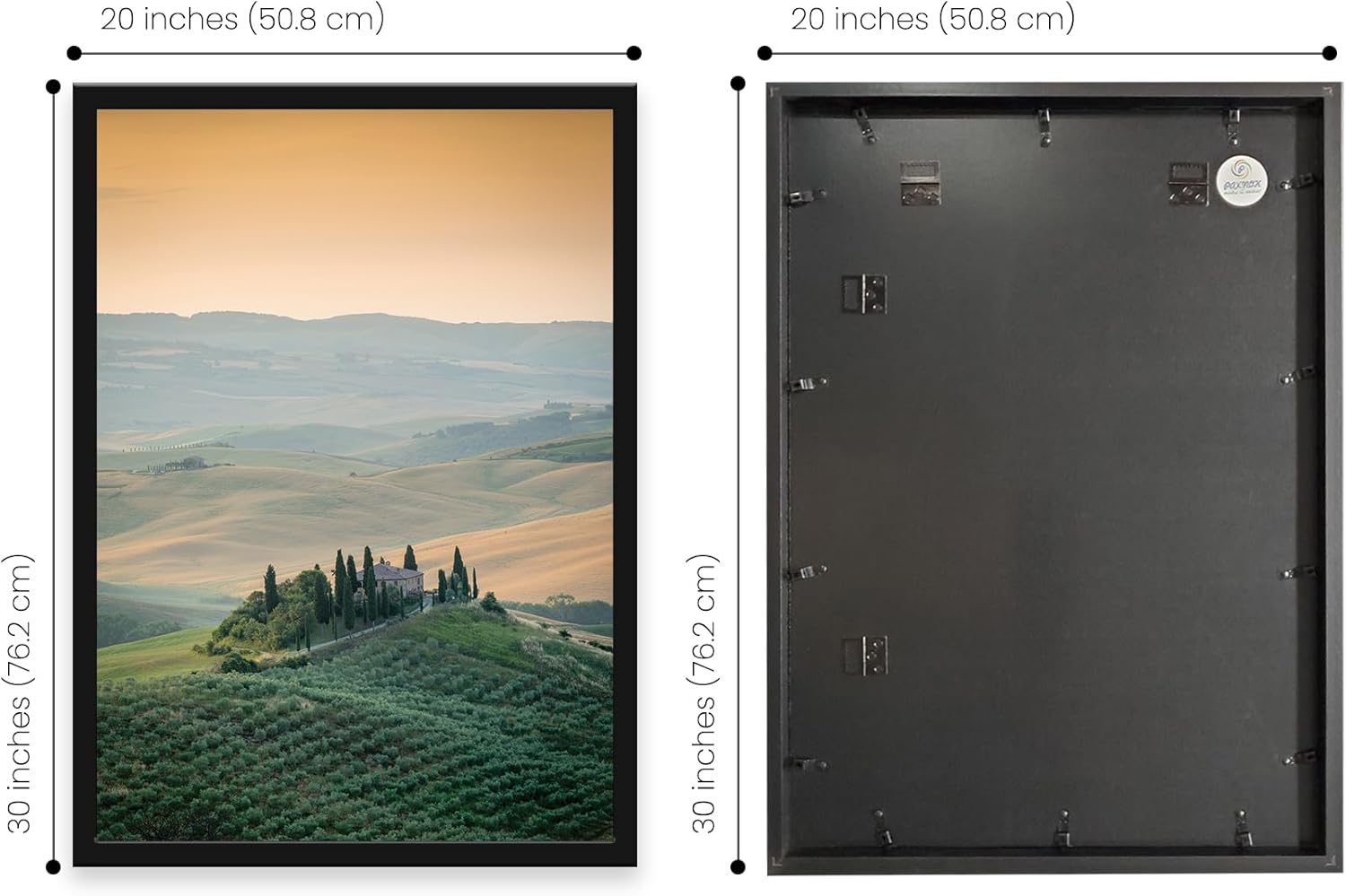 20x30 Poster Frame Black 20 mm Border - Perfect Picture Frame for Home Decor, Plexiglass Display 20x30 Frame - Horizontal & Vertical Display, Wall Decor