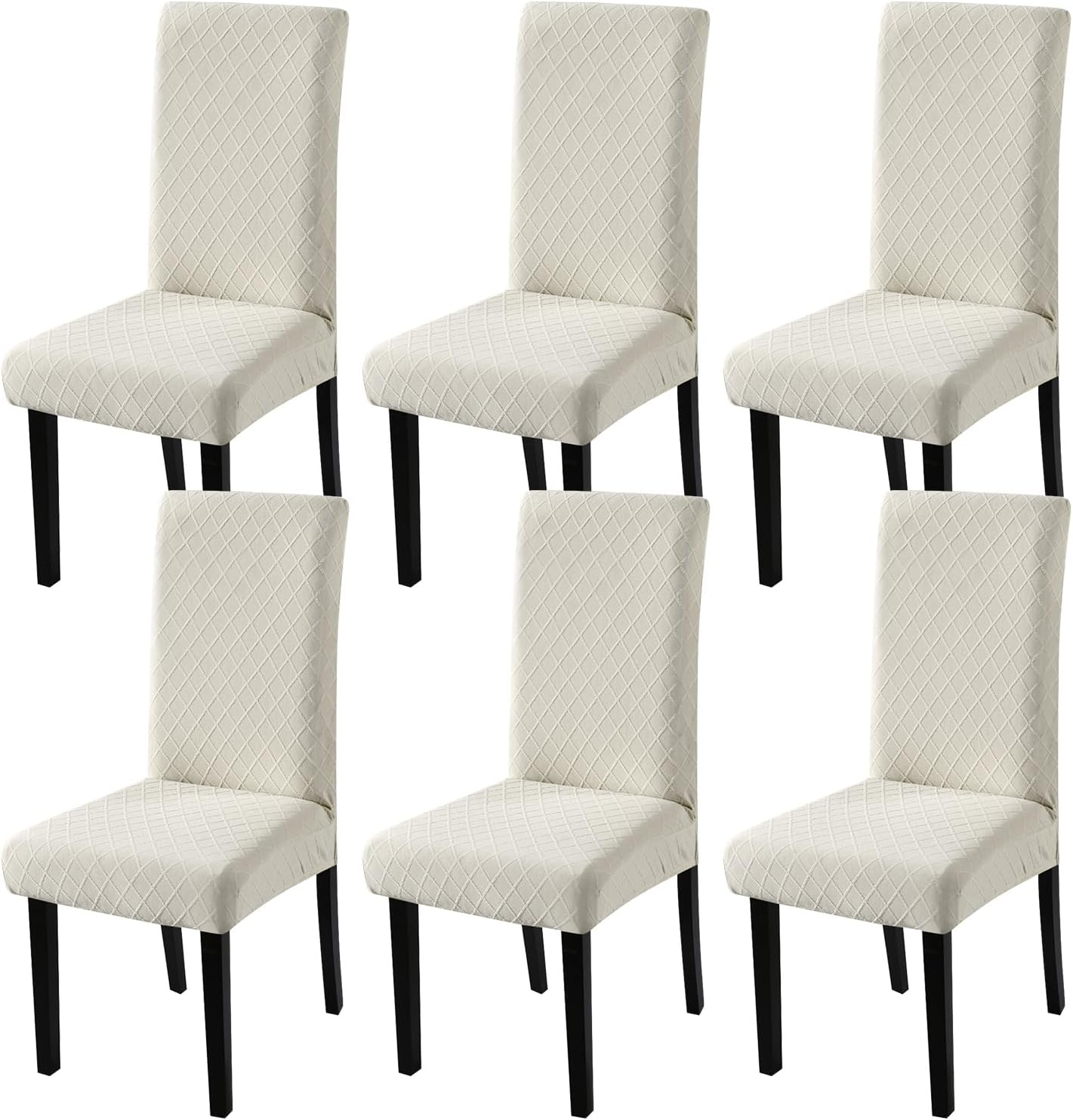 YISUN Dining Chair Covers, Stretch Spandex Chair Seat Cover Removable Washable Parson Chair Cover Kitchen Chair Protector Slipcovers (Beige Light, 6)