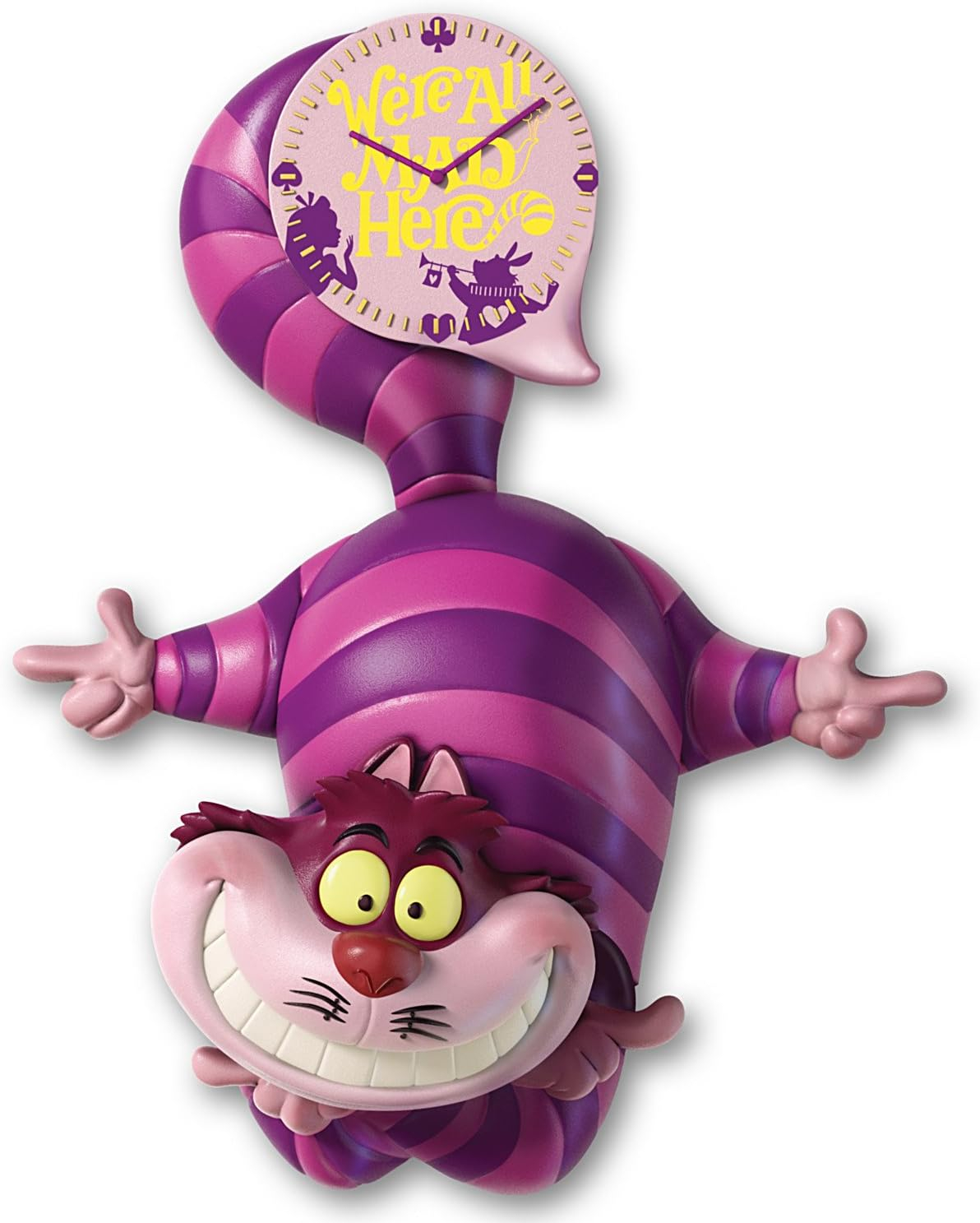 The Bradford Exchange Disney Alice in Wonderland Cheshire Cat Motion Wall Clock Glows in The Dark