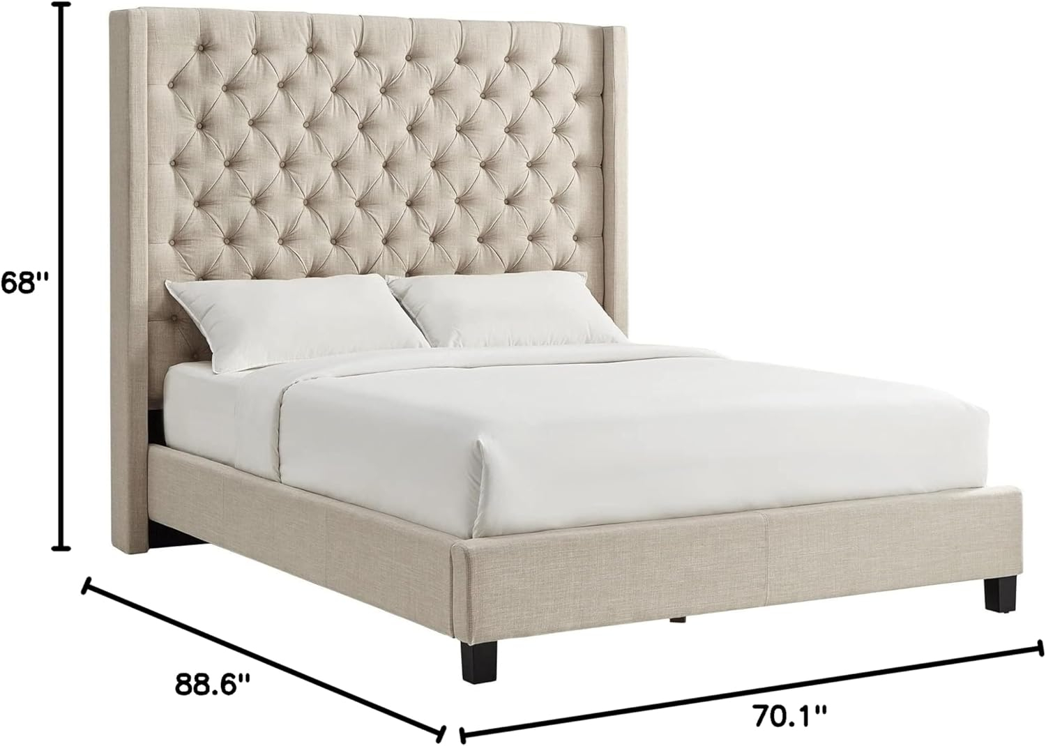 Naples Wingback Button Tufted Tall adboard Platform Bed by Grey King