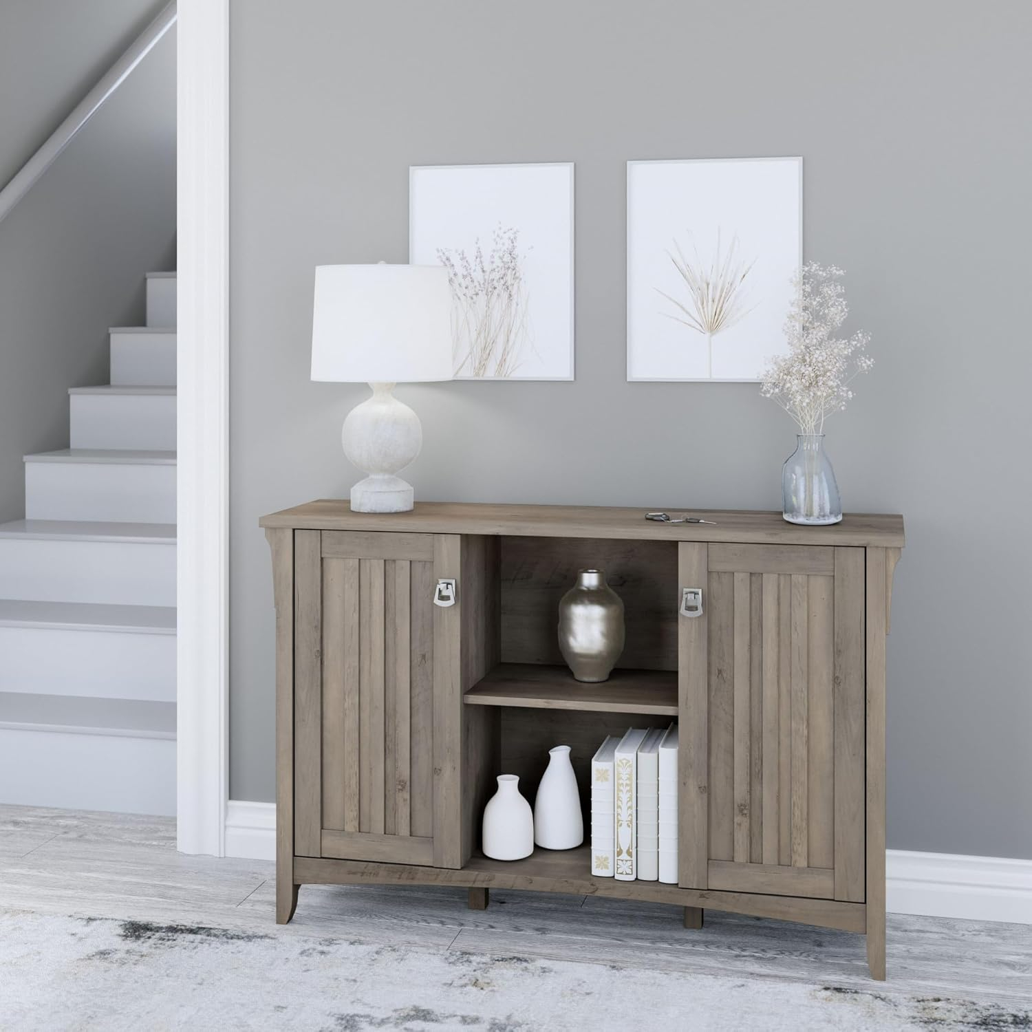 Bush Furniture Salinas Accent Storage Cabinet with Doors, Driftwood Gray