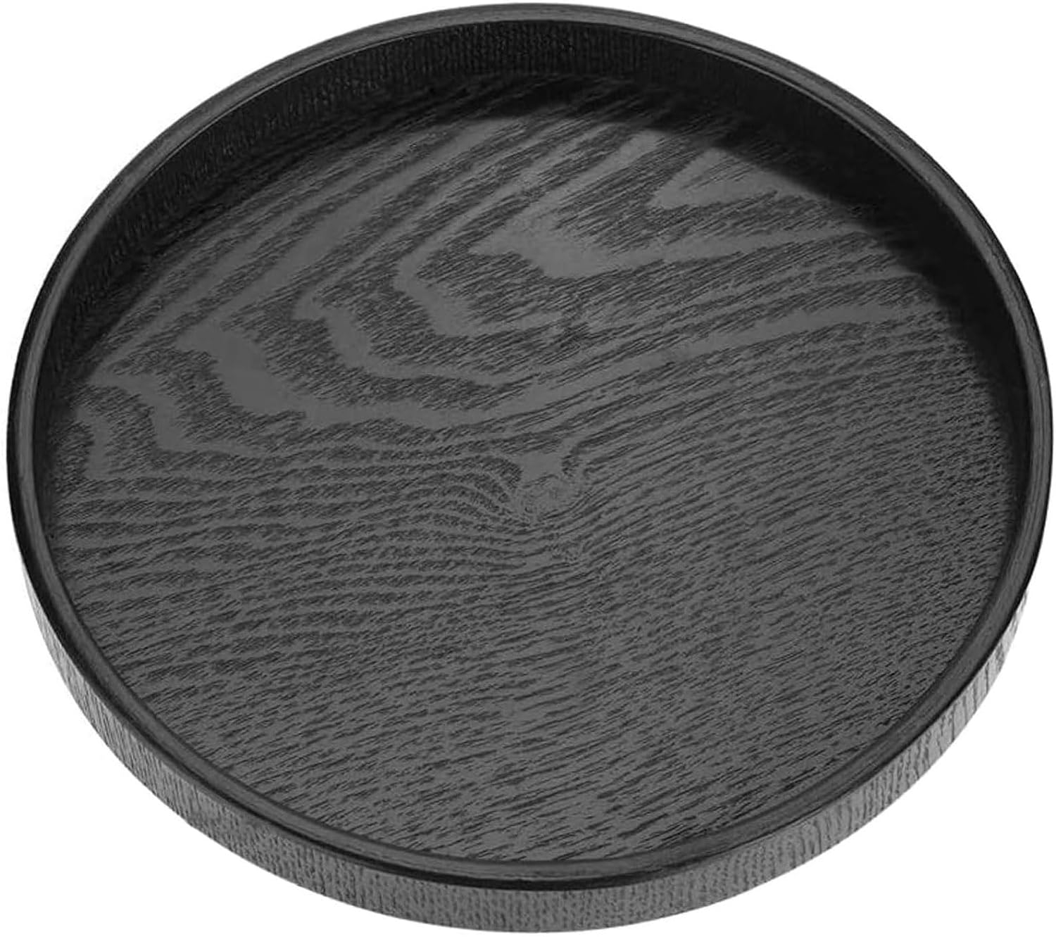 Tea Tray,Round Solid Wood Serving Tray Large Tea Coffee Snack Food Meals Serving Plate Non-Slip Kitchen Party Bar Server Breakfast Tray with Raised Edges [30cm]