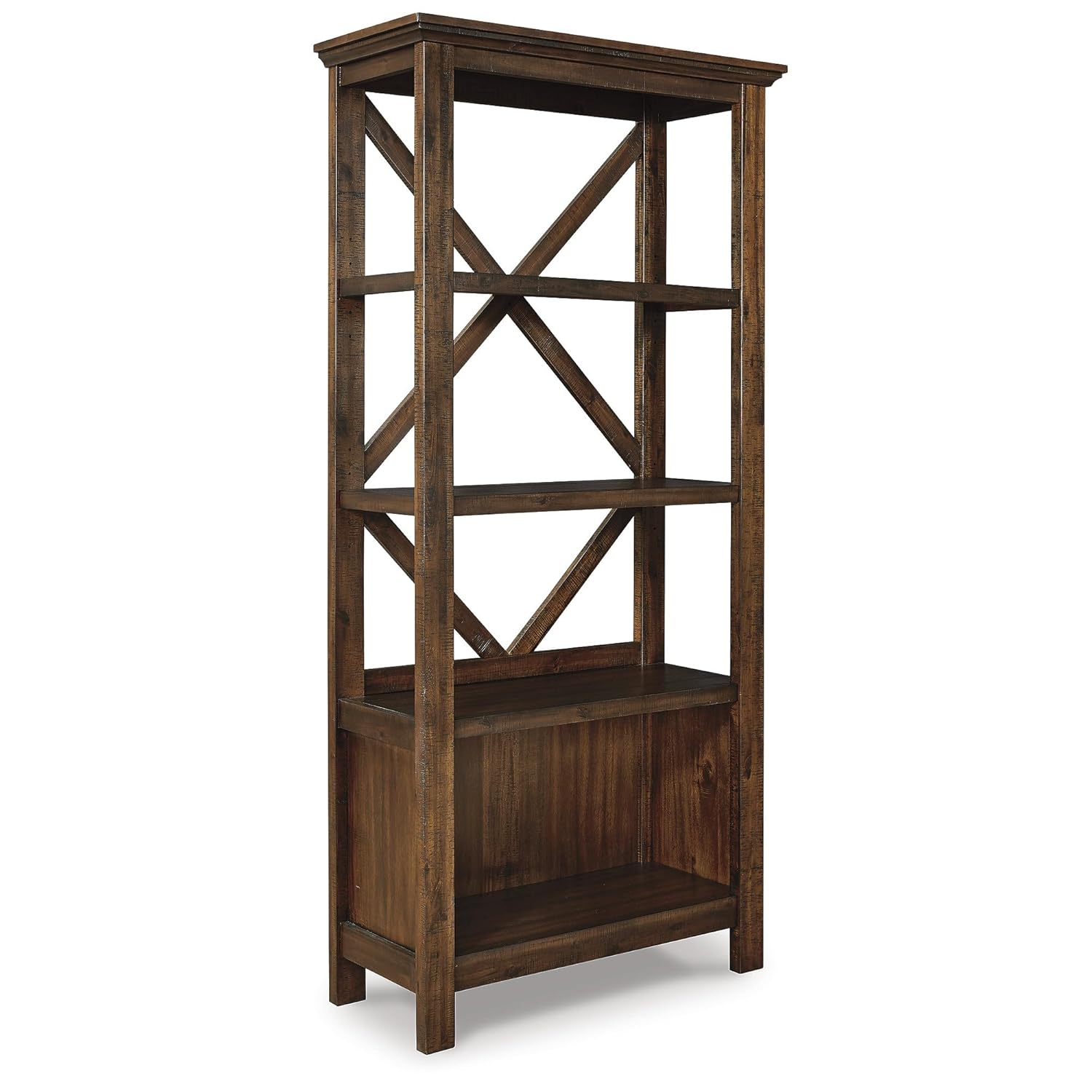 Transitional Warm Brown Acacia 78" Adjustable Bookcase