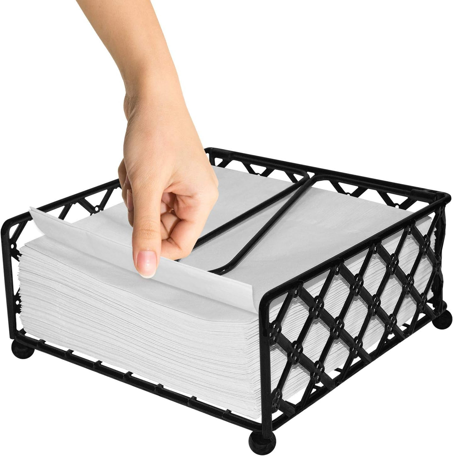 Blue Donuts Lattice Collection Napkin Holder – Napkin Holders for Tables, Dining Table Napkin Holders for Kitchen, Flat Napkin Holder, Black