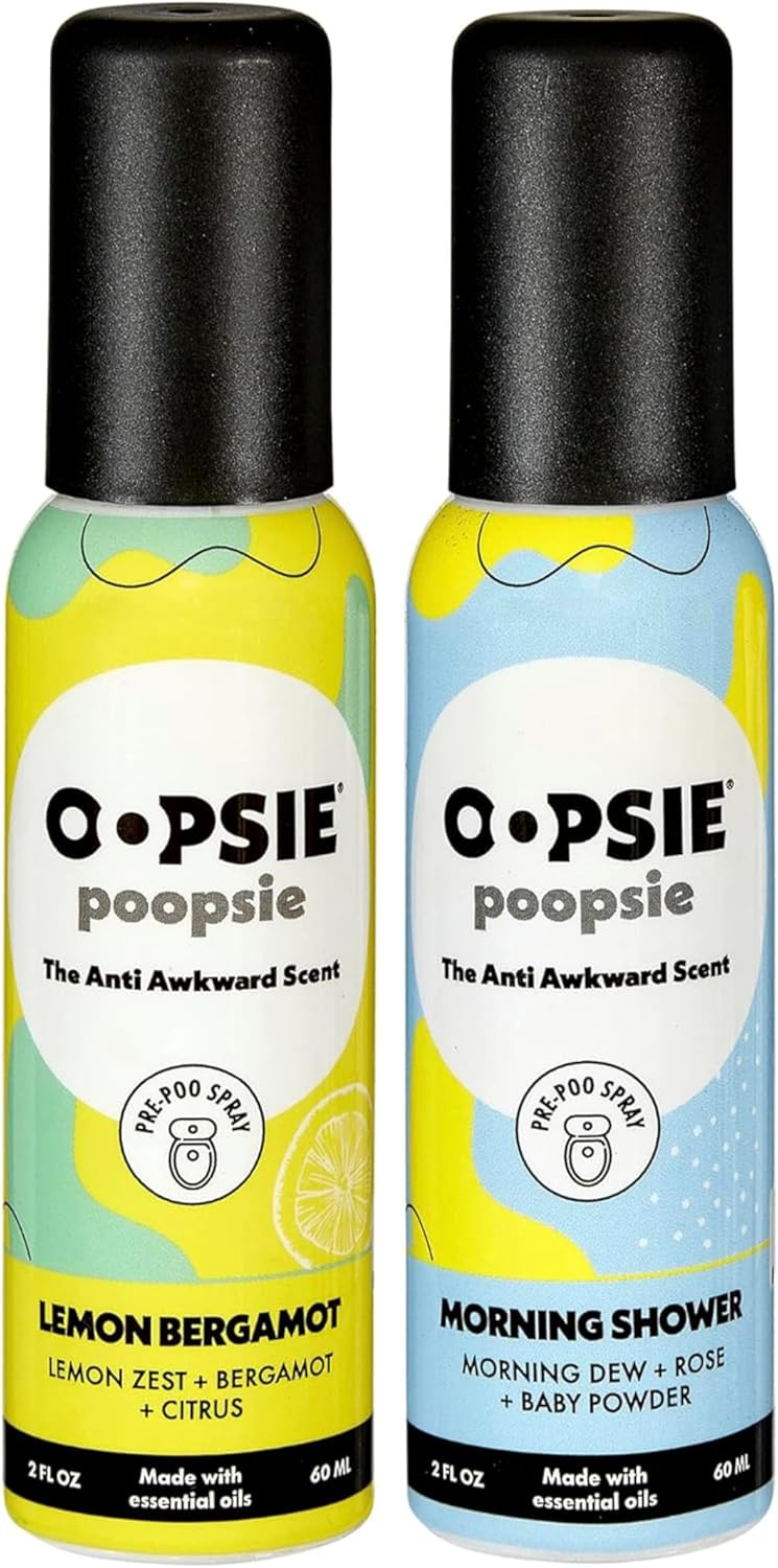Toilet Spray Lemon Bergamot and Morning Shower Giftable 2 Pack Assorted Scents 2oz
