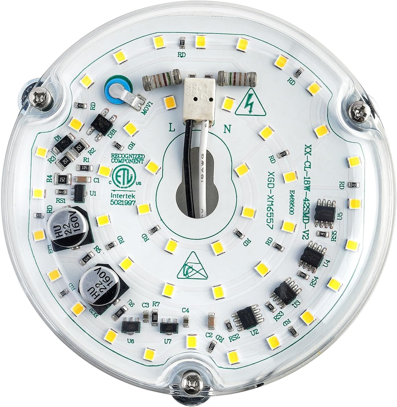4 inch Retrofit Light Kit for Ceiling Fan Light Replacement Panel PCB 18W 6000K 2200LM 120V CRI90 Dimmable ETL (White 6000K)