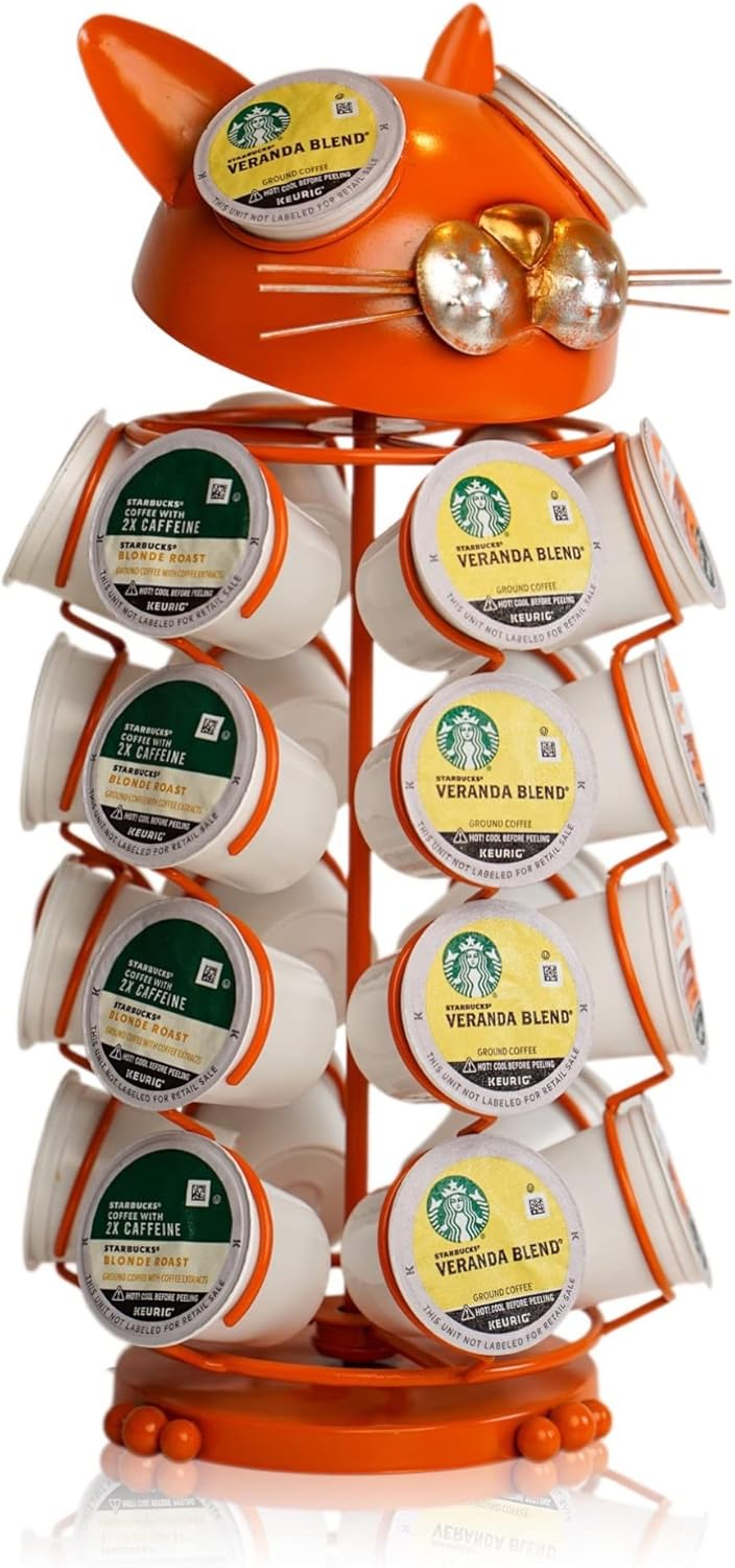 Made Easy Kit Carousel Coffee Pod Holder, Compatible with Keurig K-Pods K-Cups, Countertop Rack Storage Organizer, Metal Home and Kitchen Decor, Capsule Café Station Bar