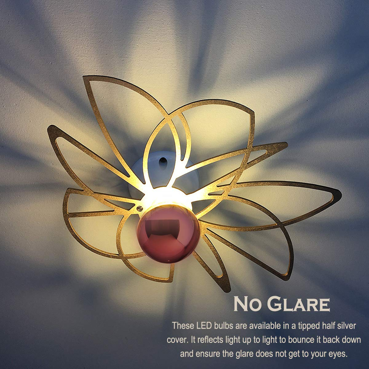 Half Chrome Light Bulb Dimmable, 6W (60 Watt Equivalent) G25/ G80 Globe Shape, 2700K Warm White, Decorative LED Edison Bulb, Rose Gold Tipped Light Bulb, E26 Base, Pack of 2