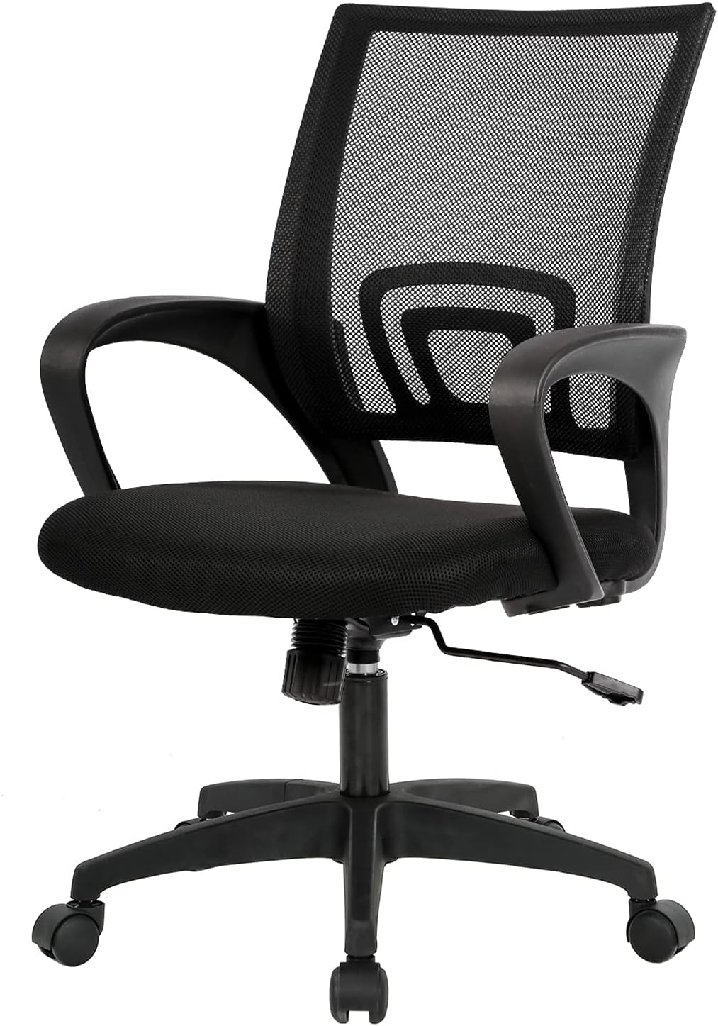 Home Office Chair Ergonomic Desk Chair Mid-Back Mesh Computer Chair Lumbar Support Comfortable Executive Adjustable Rolling Swivel Task Chair with Armrests(Black)