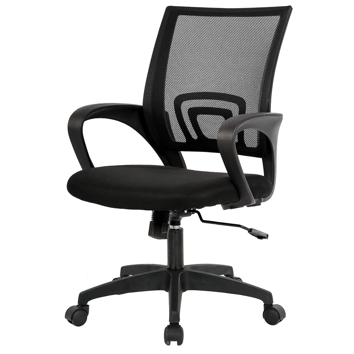 Home Office Chair Ergonomic Desk Chair Mid-Back Mesh Computer Chair Lumbar Support Comfortable Executive Adjustable Rolling Swivel Task Chair with Armrests(Black)