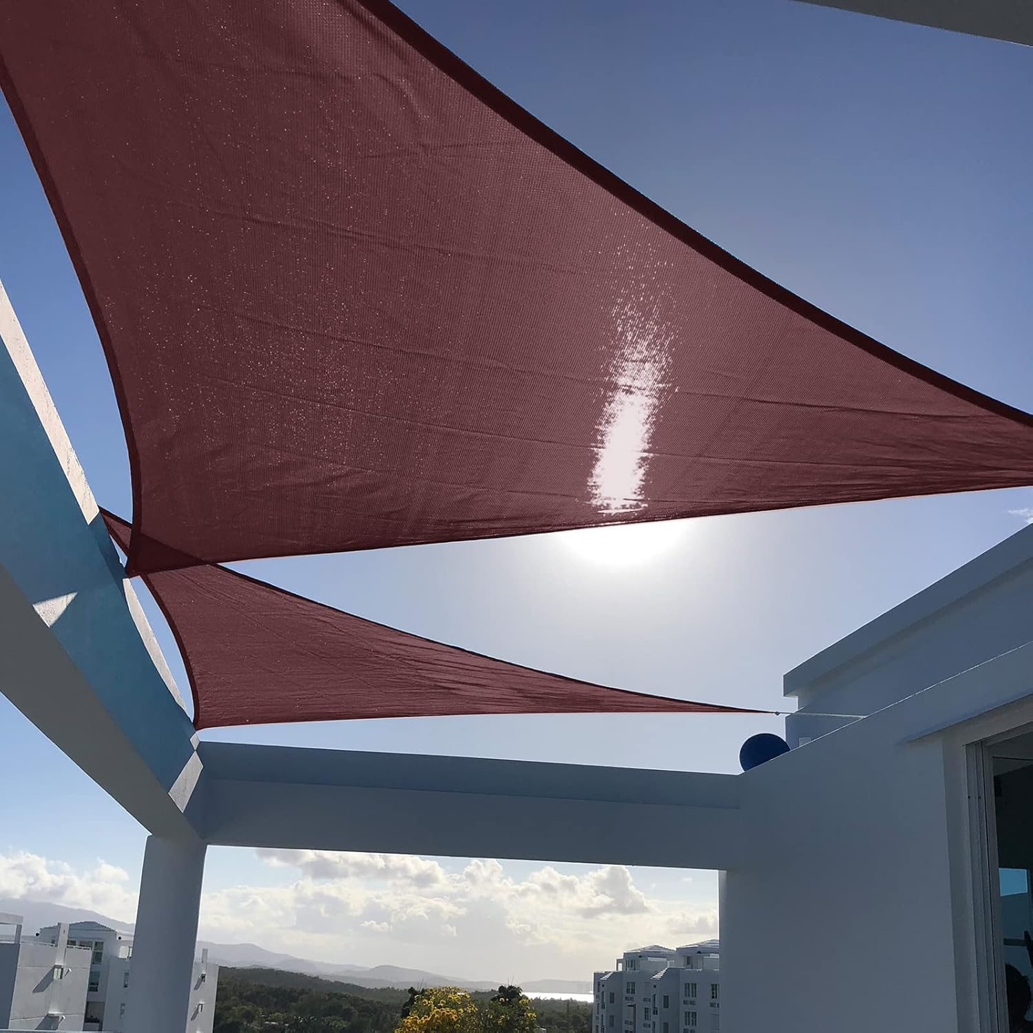 SUNNY GUARD Sun Shade Sail 10/12/16.5/20FT Triangle UV Block Sunshade Canopy for Outdoor, 20'x20'x20' Cream