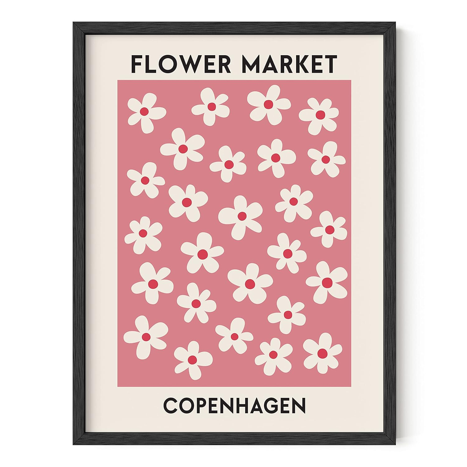 HAUS AND HUES Flower Market Wall Art, Danish Pastel Poster (12x16 Unframed) - Flowers, Prints, Wall Decor