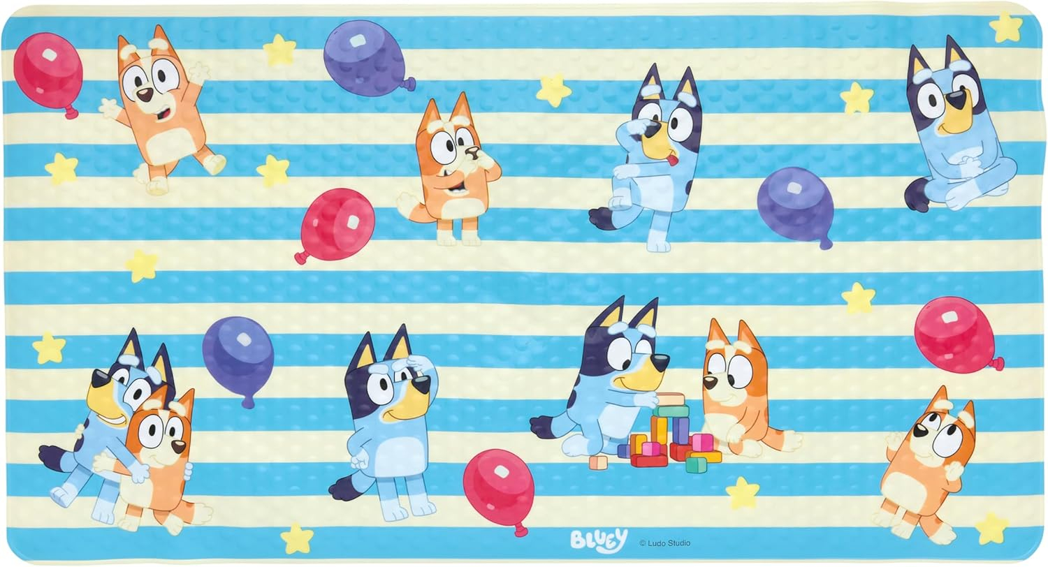 Bluey Non-Slip Vinyl Bath Mat for Kids with Suction Cups
