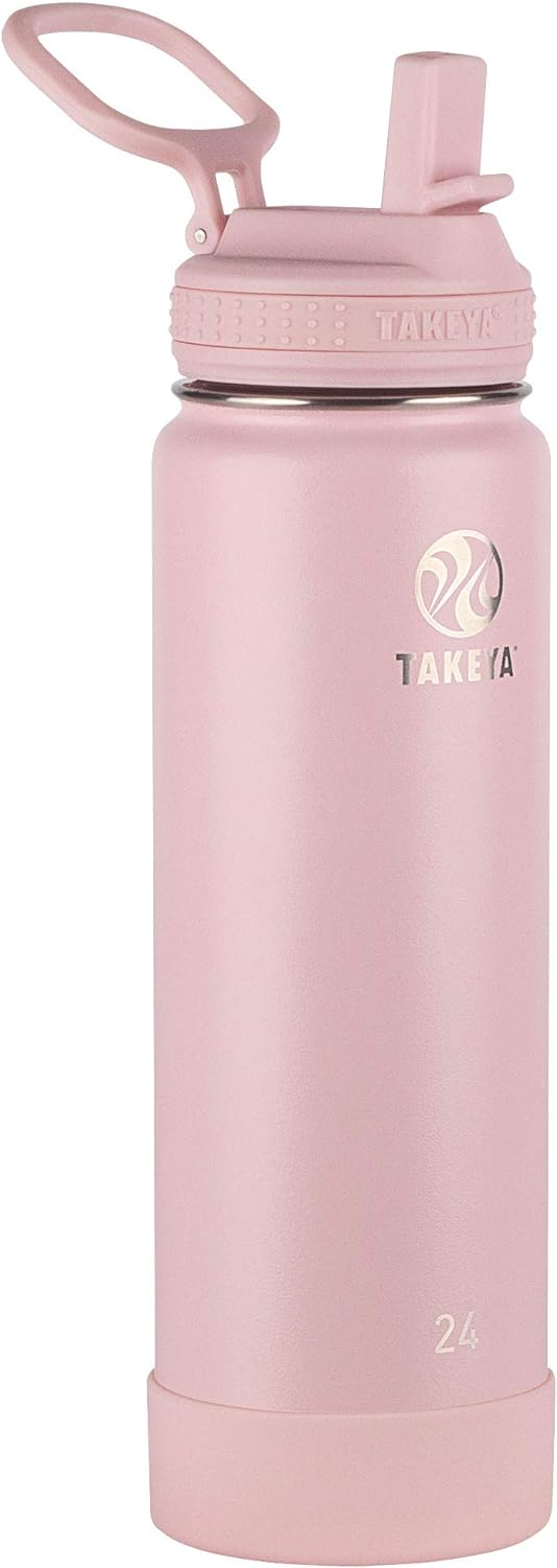 Takeya Actives Stainless Steel Water Bottle w/Straw lid, 24oz Blush