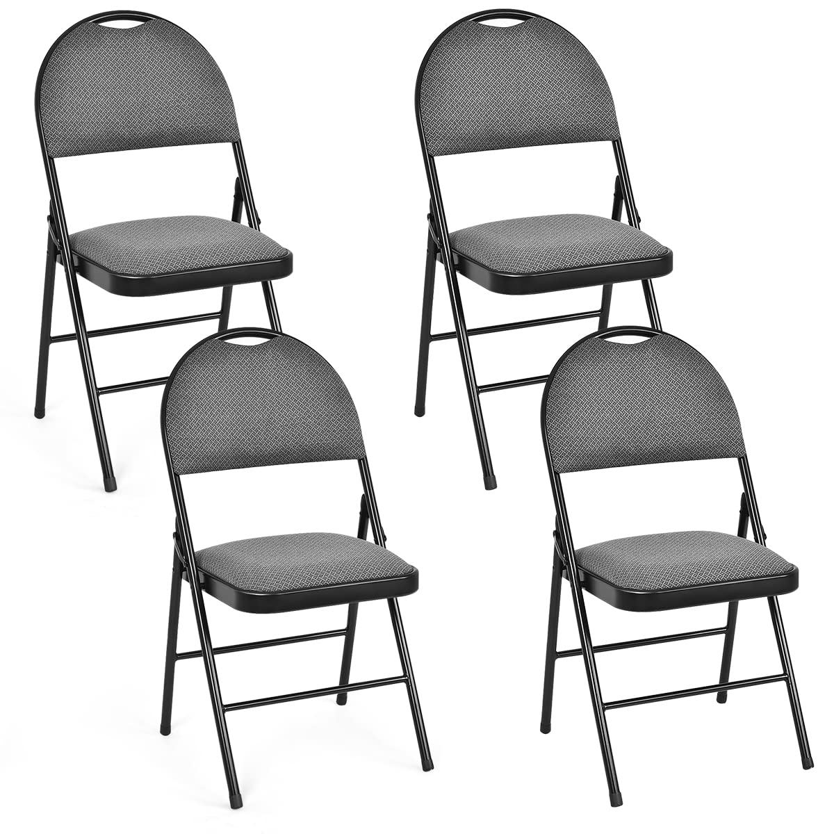4-Pack Folding Chairs, Fabric Dining Chair Set with Metal Frame, Padded Seat and Back, Non-Slip Foot Pads, Foldable Event Chairs, Party Chair Set for Home Office, Guest Room, Conference Room
