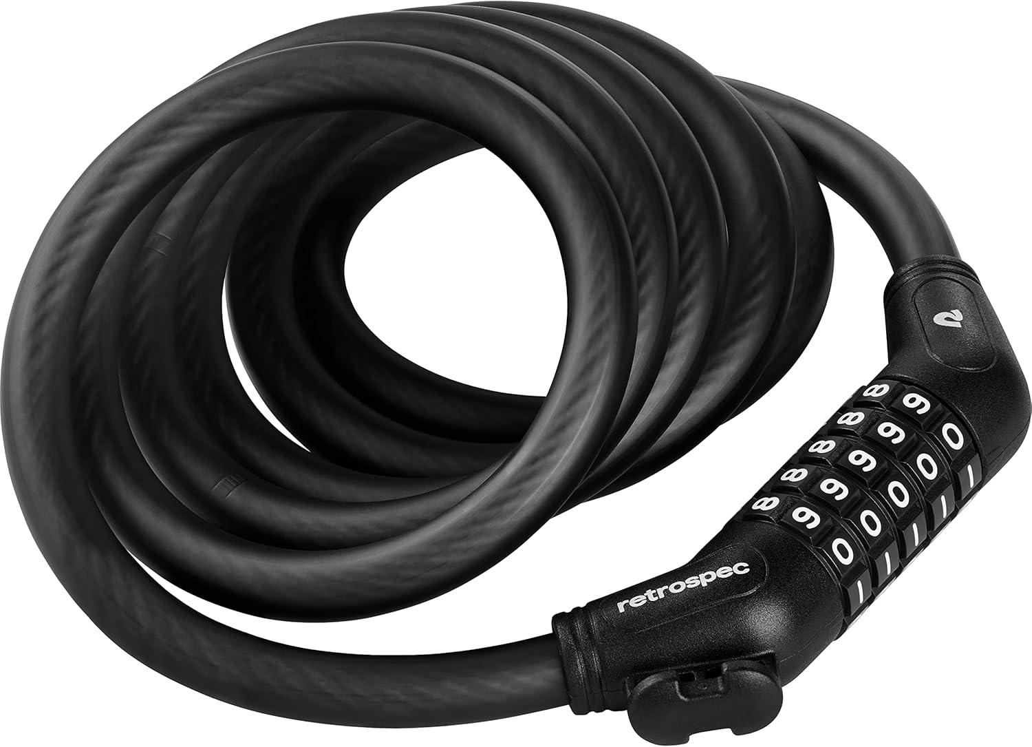 Retrospec Grizzly Plus Bike Combination Lock - Heavy Duty Anti-Theft Cable Lock With 5-Digit Custom Combo - 6 Foot Coiled Cut Resistant Cable and Mounting Bracket