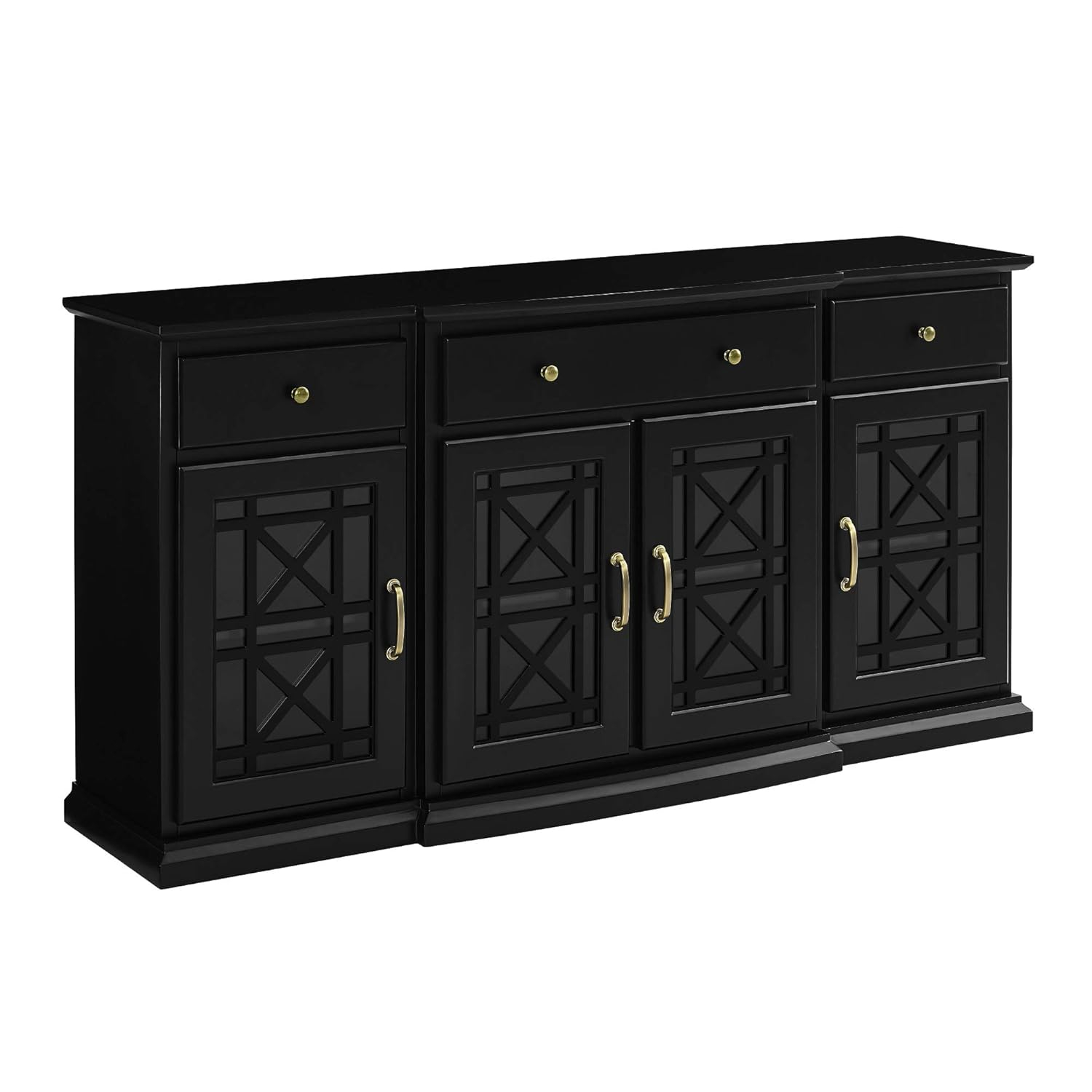 Walker Edison Traditional Fretwork TV Stand, White