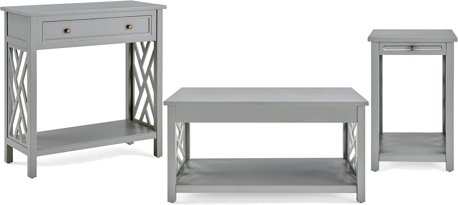 Alaterre Furniture Coventry 36 in. Entryway/Console/Sofa Table 3-Piece Set with Coffee Table, End Table & Tray Shelf, Gray