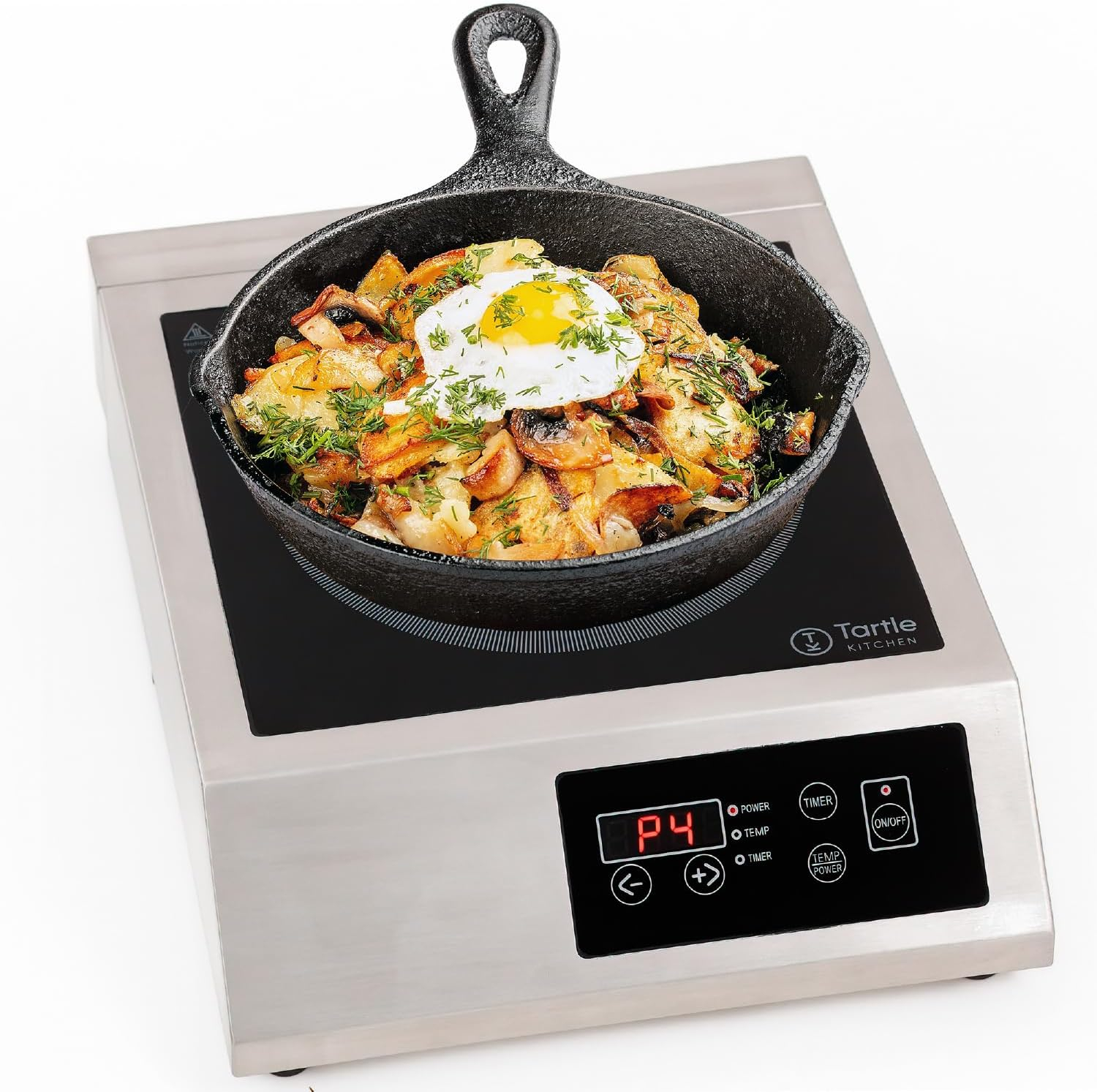 Commercial Induction Cooktop Burner - Professional 3400W 240V Induction Cooker Countertop Burners with Wider 9" Coil & 5 Cooling Fans - Portable Stainless Steel Electric Magnetic Range Stove Top
