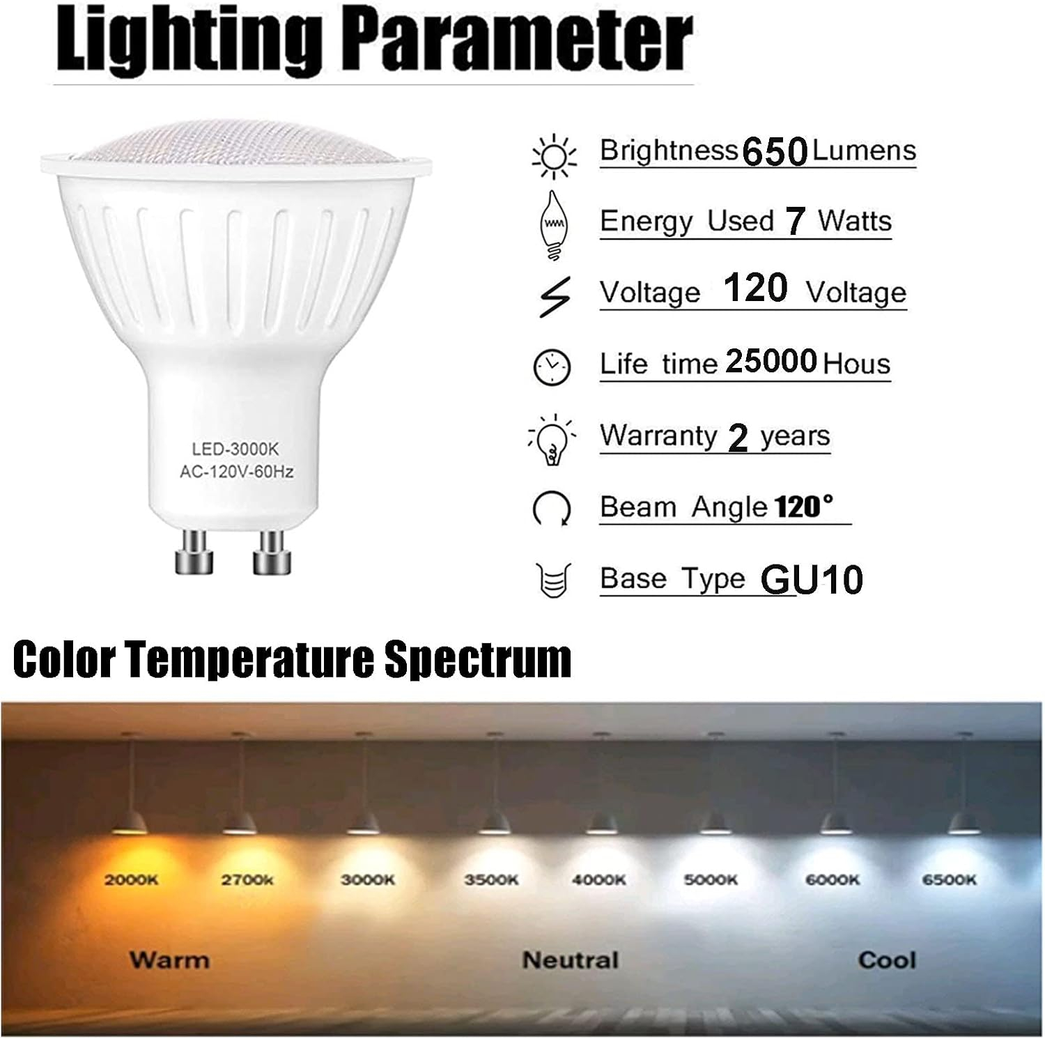 LED GU10 Dimmable Led Replacement for Halogen Bulb - MR16 Shape GU10 Base for Accent, Recessed, Track Lighting, 120°Beam Angle, 3000K Soft Light Gu10 Flood Light Bulb,(6 Pack)