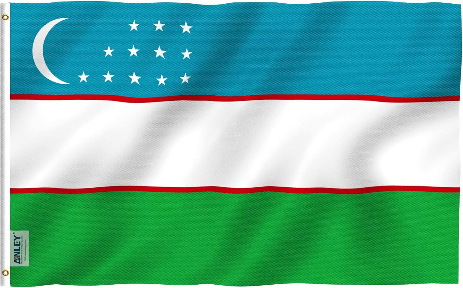 ANLEY 3 ft x 5 ft Uzbekistan Flag - Republic of Uzbekistan Flags Polyester