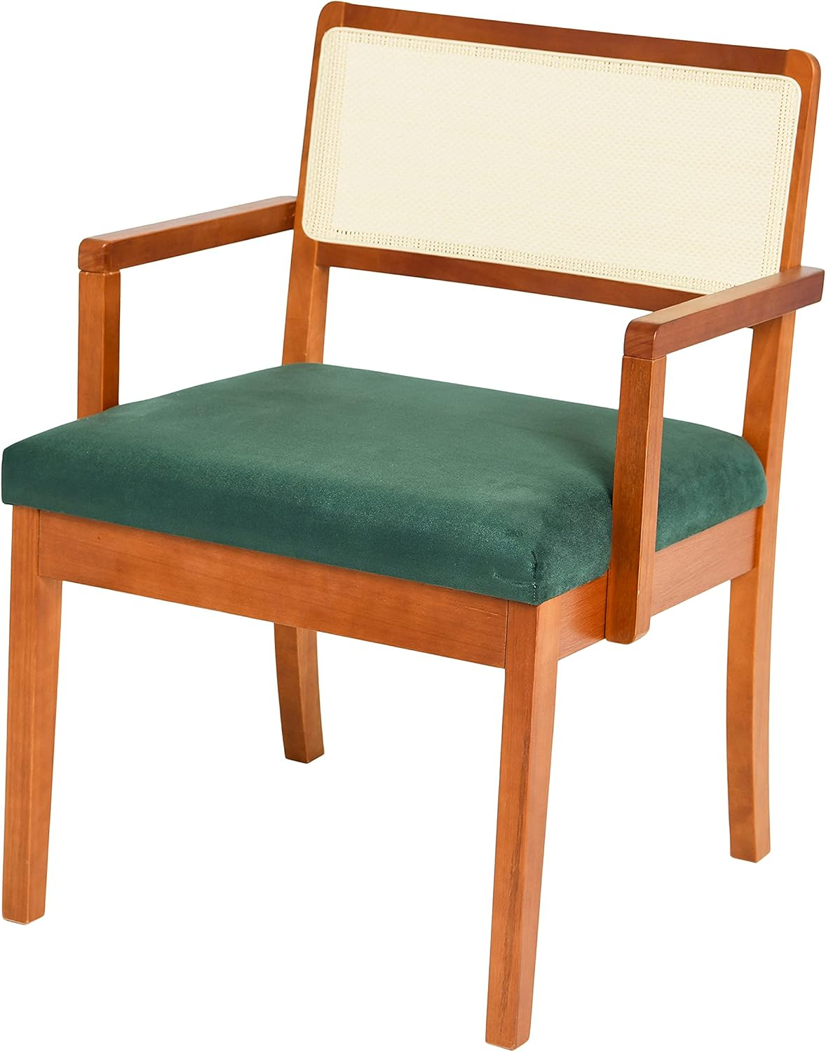 Dark Green Velvet Mid-Century Modern Accent Chair