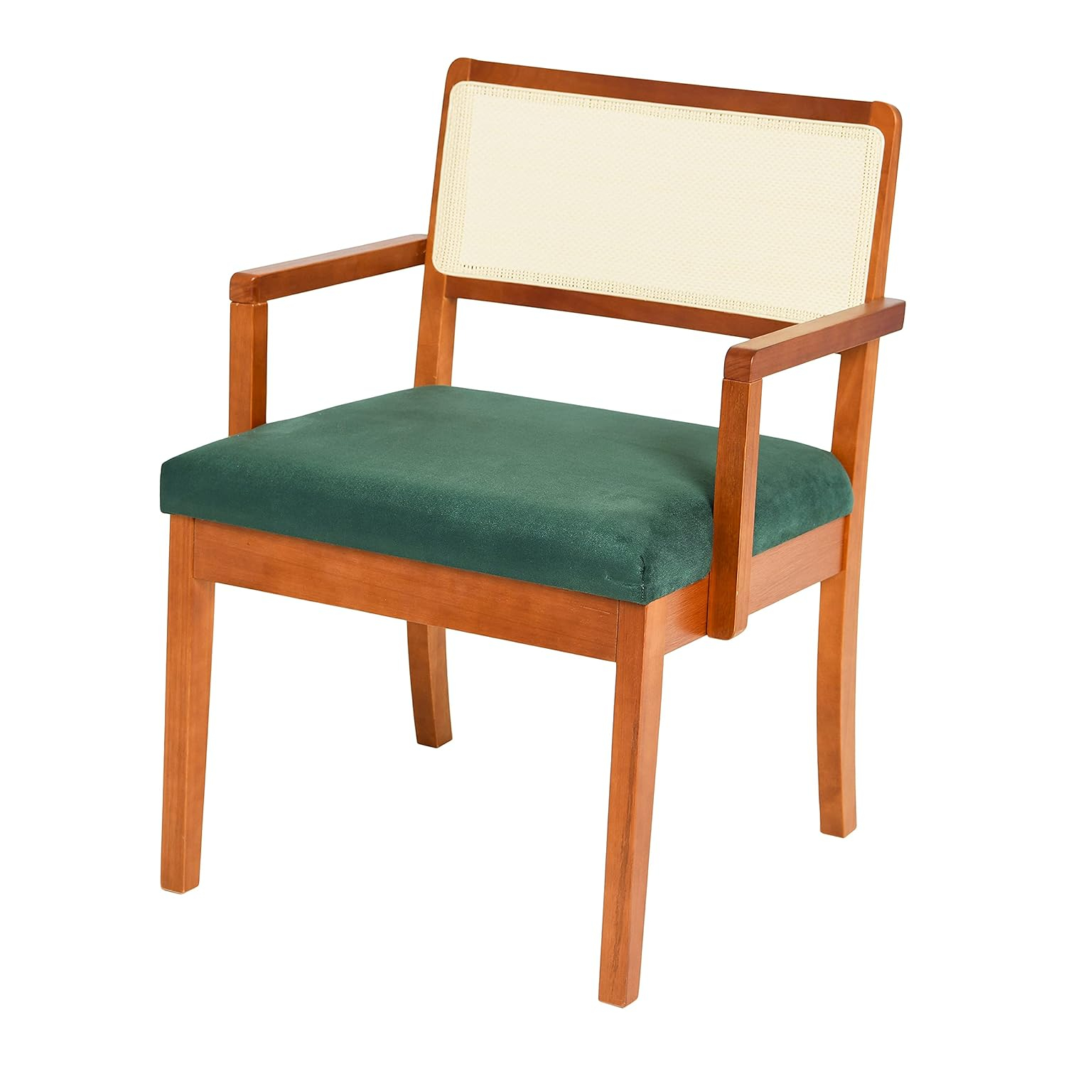 Dark Green Velvet Mid-Century Modern Accent Chair