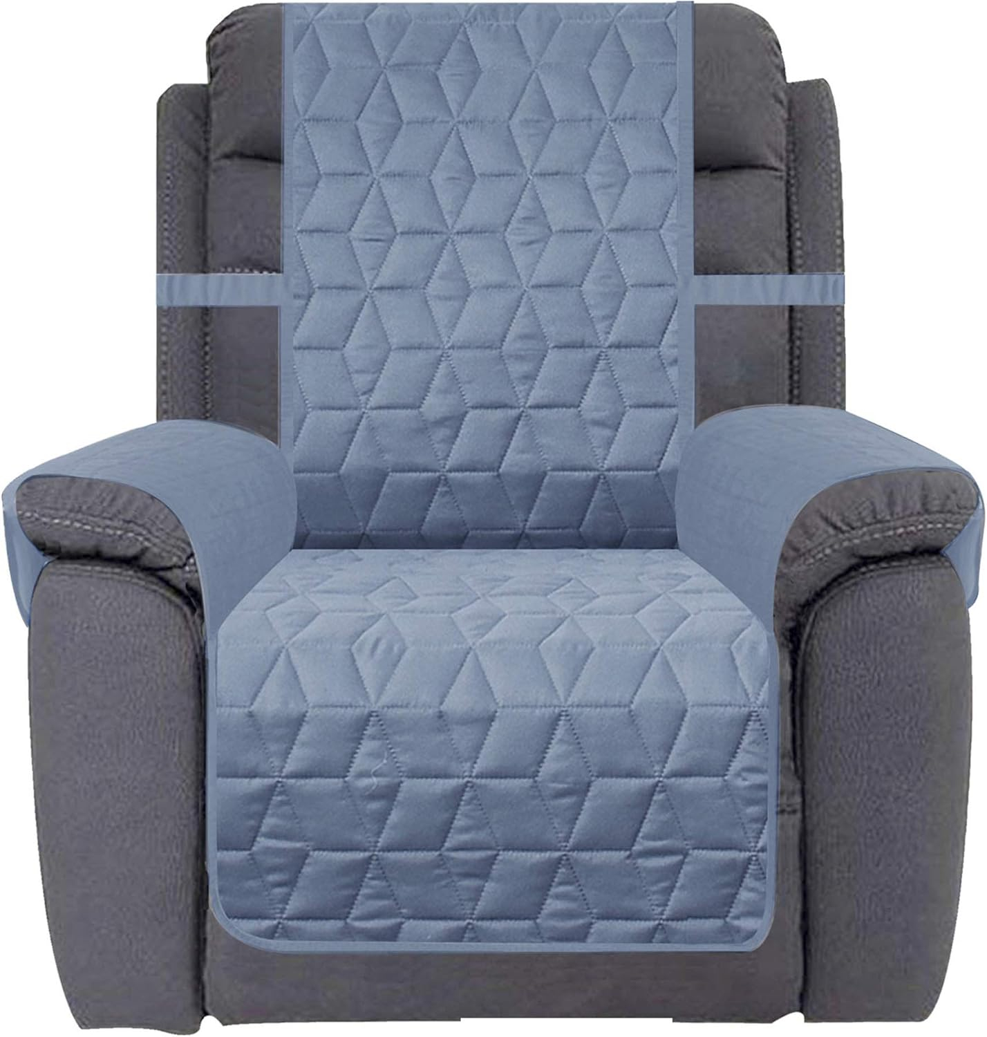 Ameritex Waterproof Nonslip Recliner Cover Oversized Christmas Decor Stay in Place, Dog Couch Recliner Cover Furniture Protector for Pets and Kids (Stone Blue, 30'')