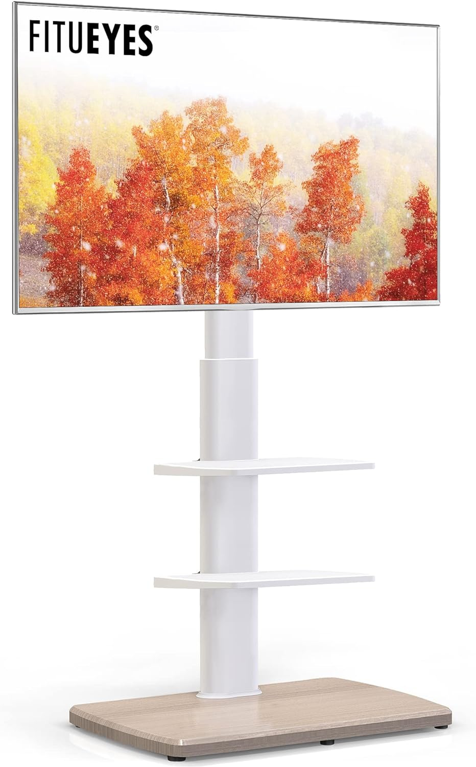 TV Stand for 32 39 40 43 49 50 55 60 65 70 Inch TVs Tall Floor TV Stands with Sturdy Wood Base Universal Corner Stand for Flat Panel Screen TVs Height Adjustable Shelves White…