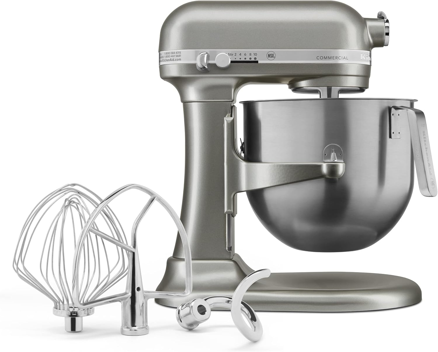 Silver 8-Quart Commercial Countertop Stand Mixer with Gear-Driven Motor