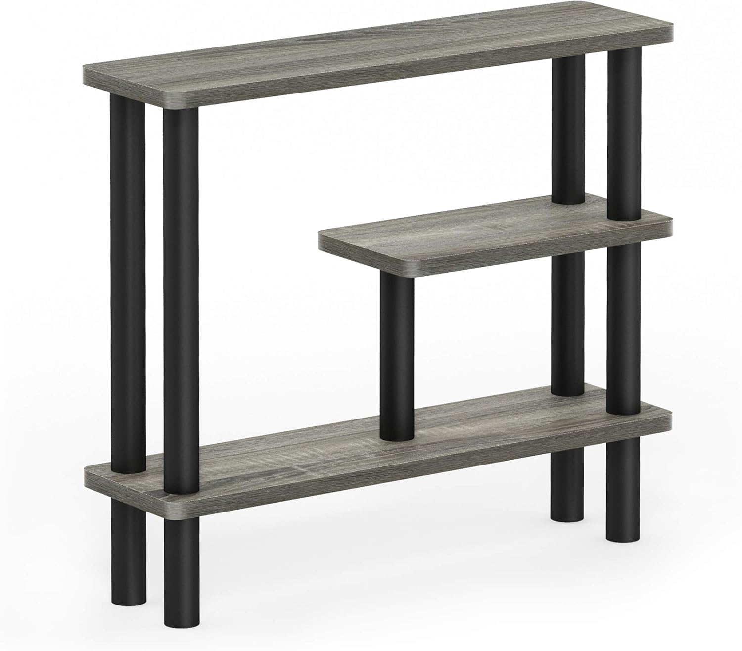 Furinno 18138GYW-BK Turn-N-Tube Slim Space Saving Storage Rack French Oak - Grey & Black