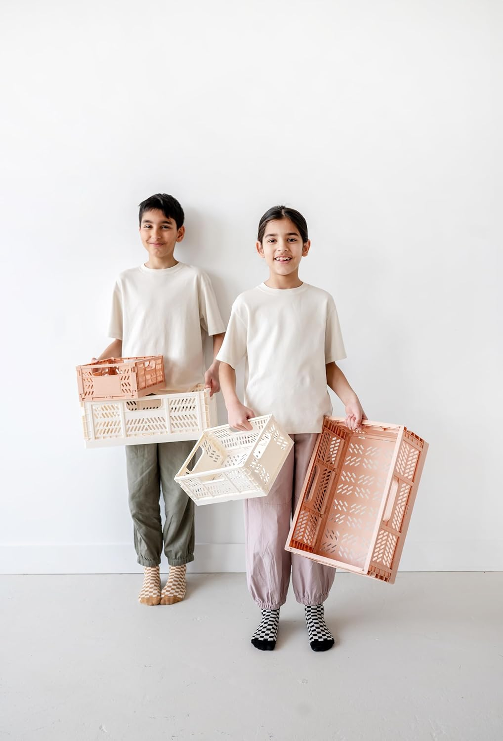 3 Sprouts modern folding crate - cream - large