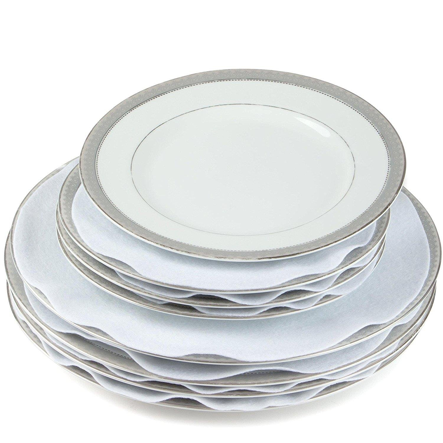 Felt Plate China Storage Dividers Protectors White Large Thick and Premium Soft 144 packs (72 pcs 7.5", 36 pcs 5" and 36 pcs 10.5")