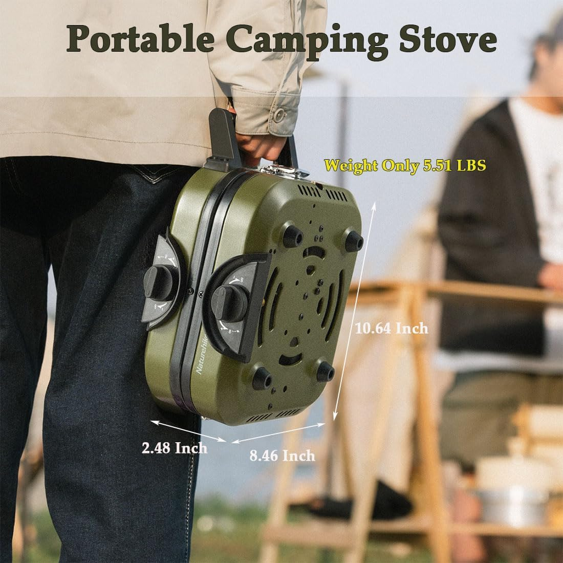 Naturehike 2-in-1 Gas Camping Stove, Frying Pan, Stove with Adjustable Burners, 88.18 oz, Carrying Handle, Portable, Iron SkilletPerfect for Camping & Hiking, Emergency Cooking Stove, Christmas party