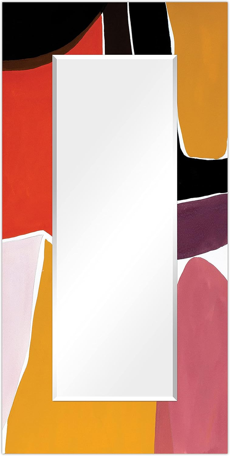 Empire Art Direct Finale I Rectangular Beveled Mirror on Free Floating Reverse Printed Tempered Art Glass, 72" x 36" x 0.4", Ready to Hang