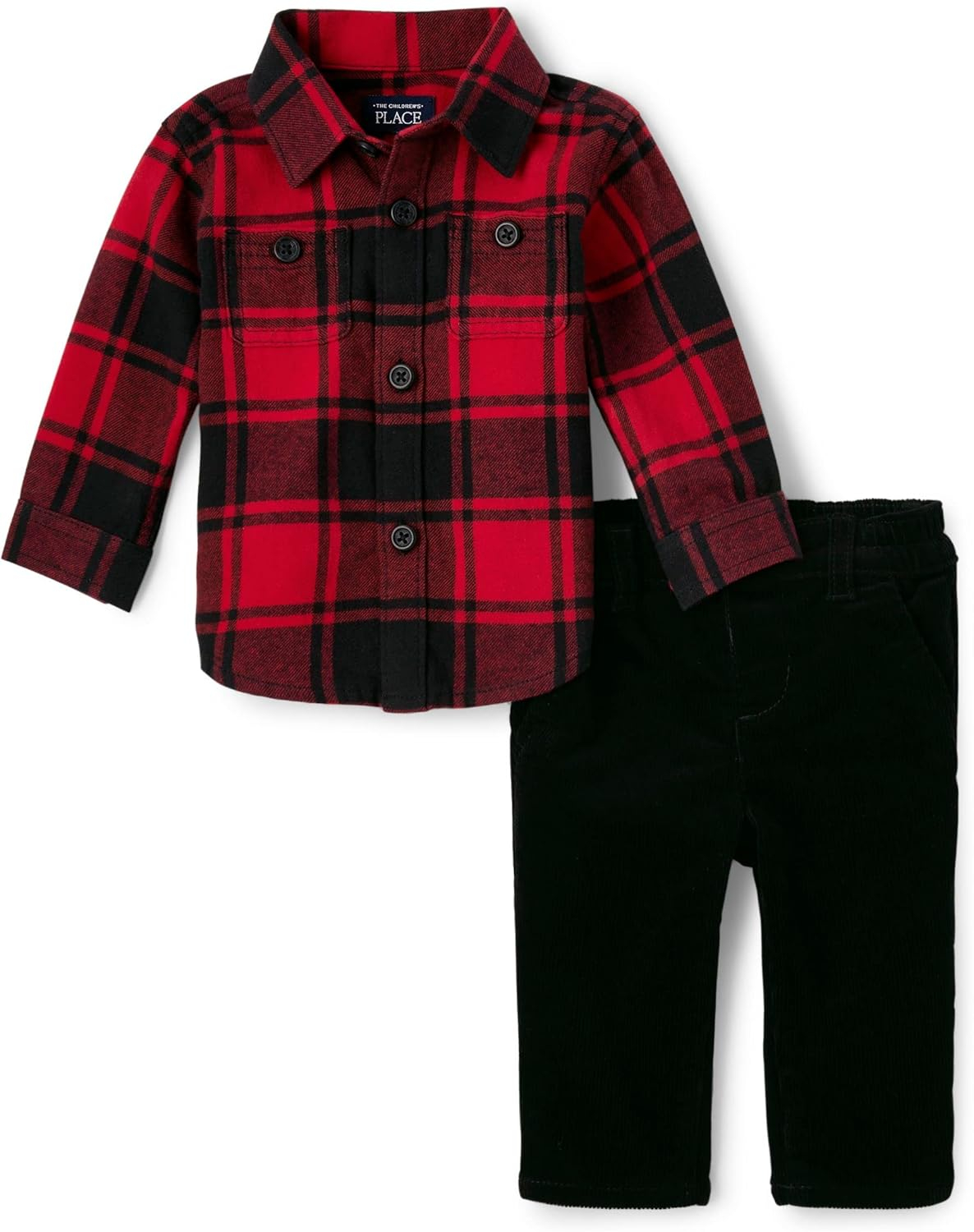 The Children's Place Baby Boys' Long Sleeve Button Down Shirt and Chino Pants Set 2-pack