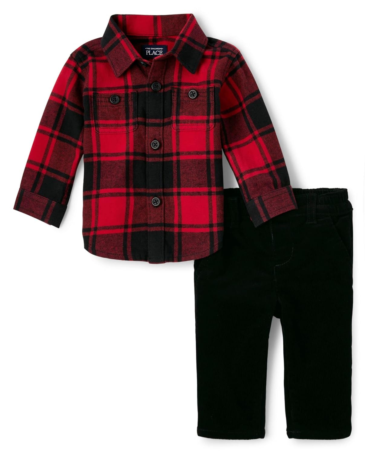 The Children's Place Baby Boys' Long Sleeve Button Down Shirt and Chino Pants Set 2-pack