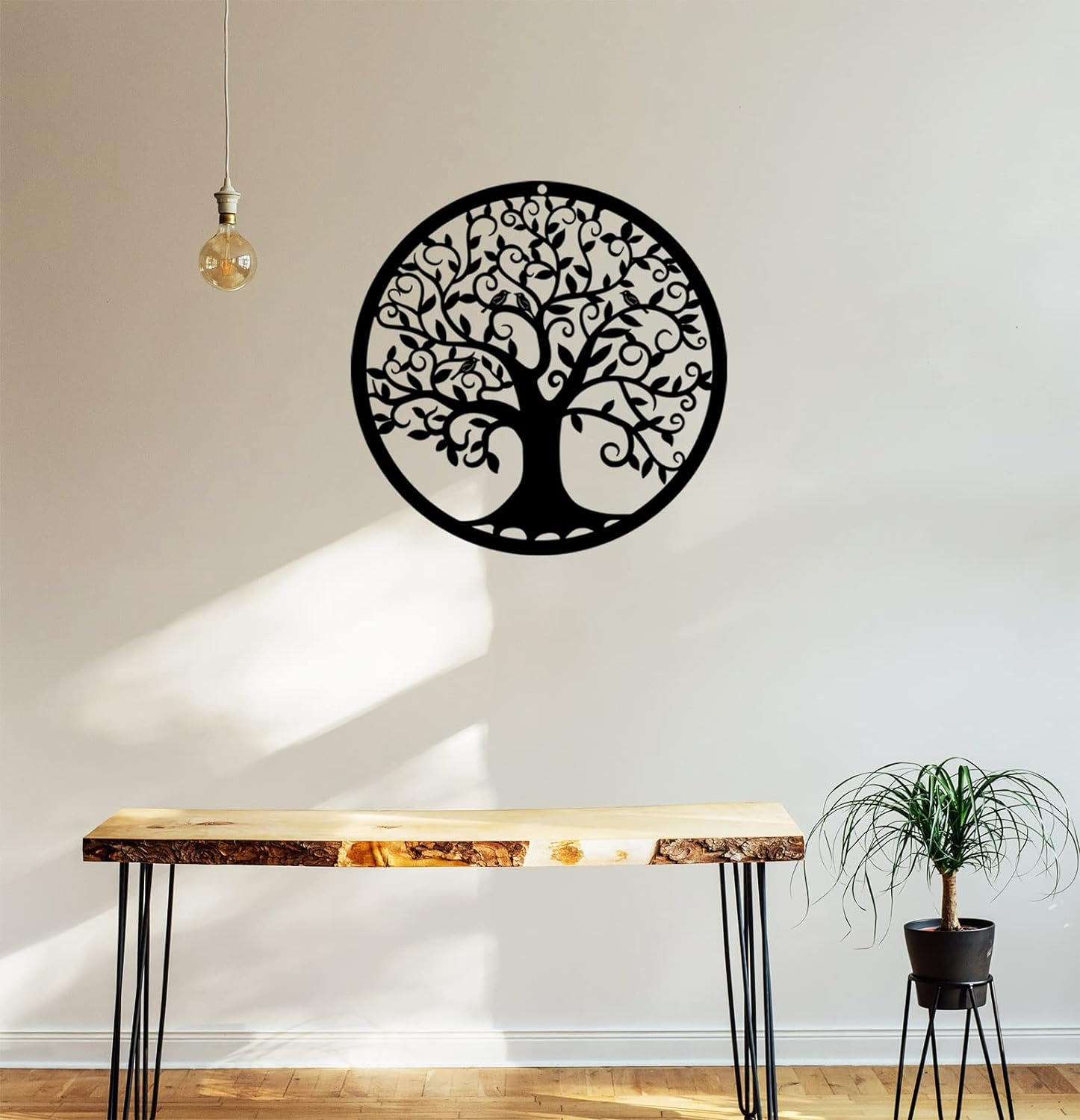 RESACO Tree of Life Wall Art Metal Tree Life Wall Decor Family Tree Wall Plaque 11 Inches Tree of Life Wall Hanging for Bathroom Kitchen Living Room Bedroom Indoor Outdoor（Black）